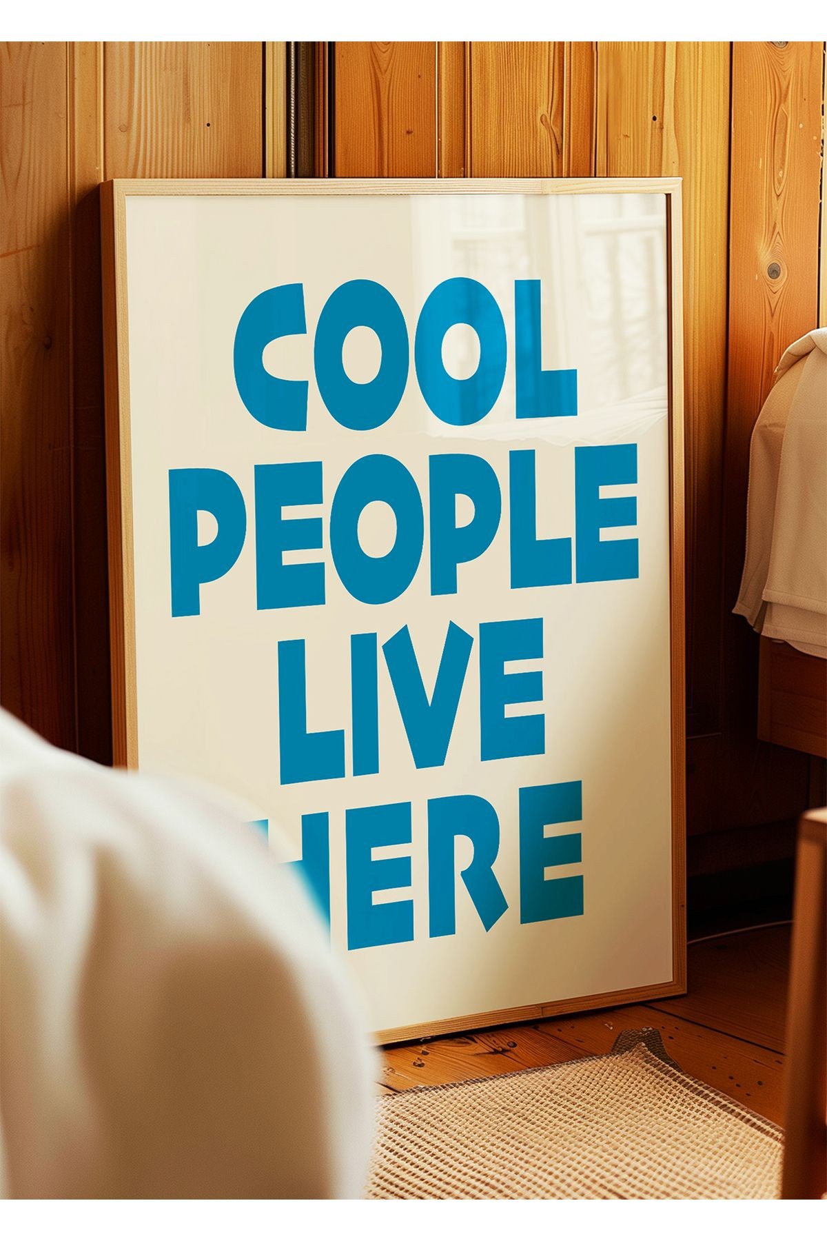 COOL PEOPLE LIVE HERE Poster – Modern Tipografi Duvar Yazısı - Çerçevesiz Poster