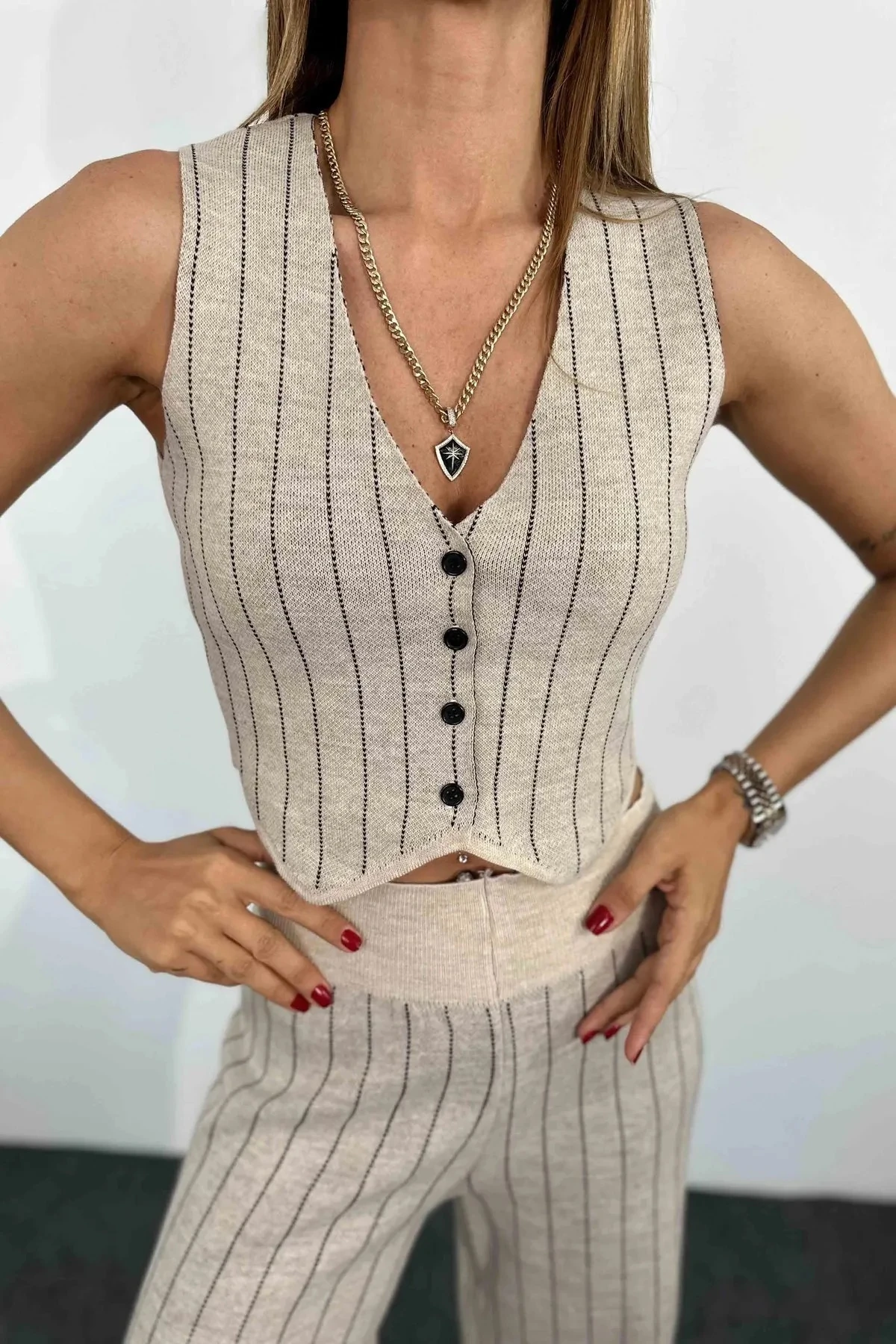 Klasik Yelek Pantolon Alt-Üst Triko Takım