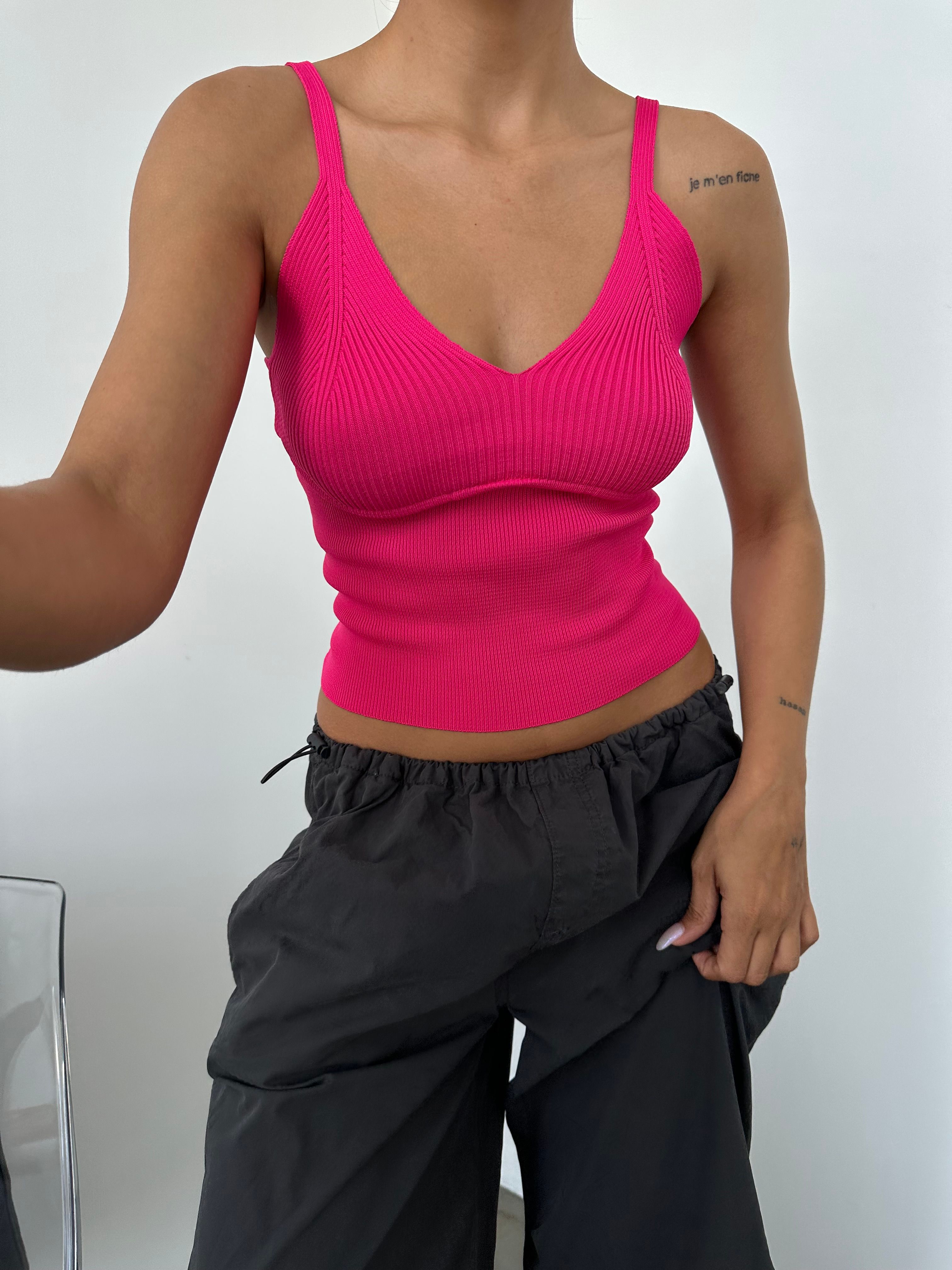 Kadın Bombeli Crop Triko Bluz