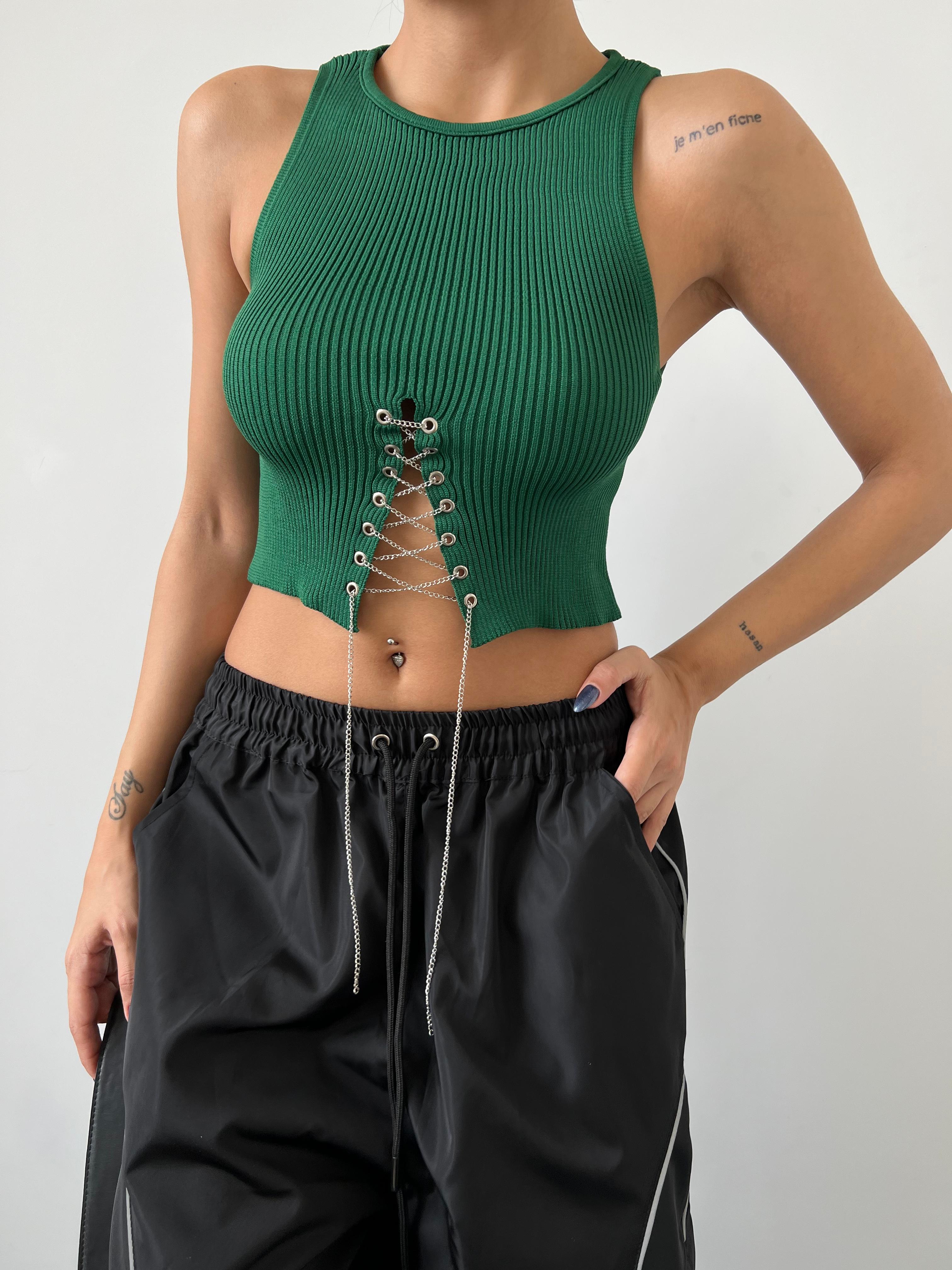 Zincir Bağlamalı Crop Bluz