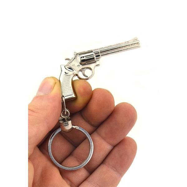 Miniature Collective Pistol Keychain Silver Color