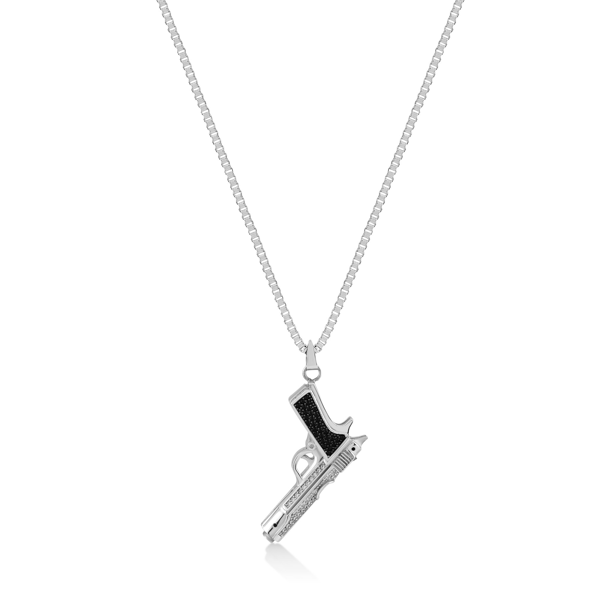 Silver Colt 1911 Grip Necklace - Silver Color