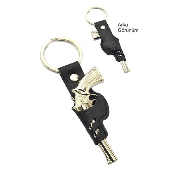 45 CalCowboy Pistol Black Case Keychain - Nickel