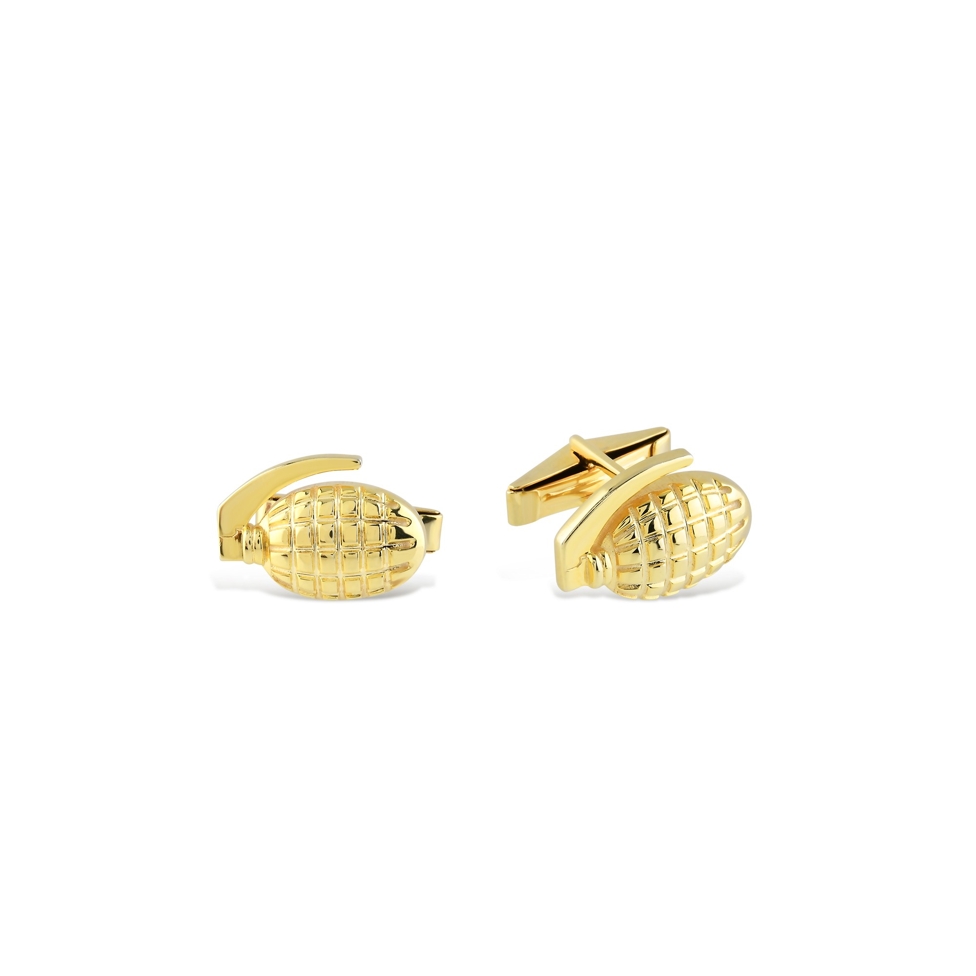 Silver Grenade Cufflink - Yellow Color