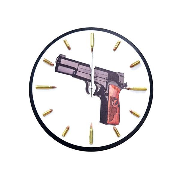 WALL CLOCK 14 LU Pistol Printed Model Bullet