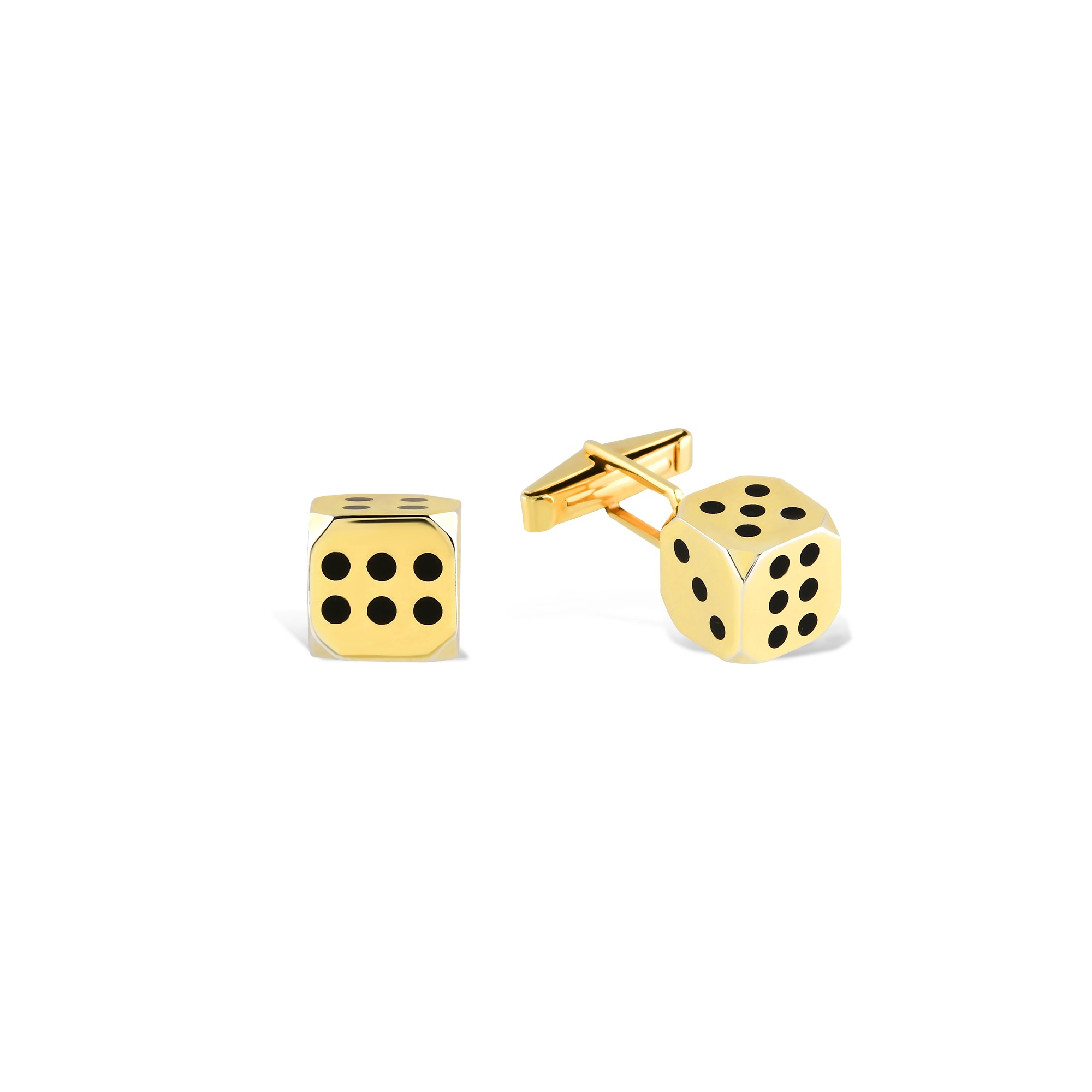 Silver Dice Cufflink - Yellow Color