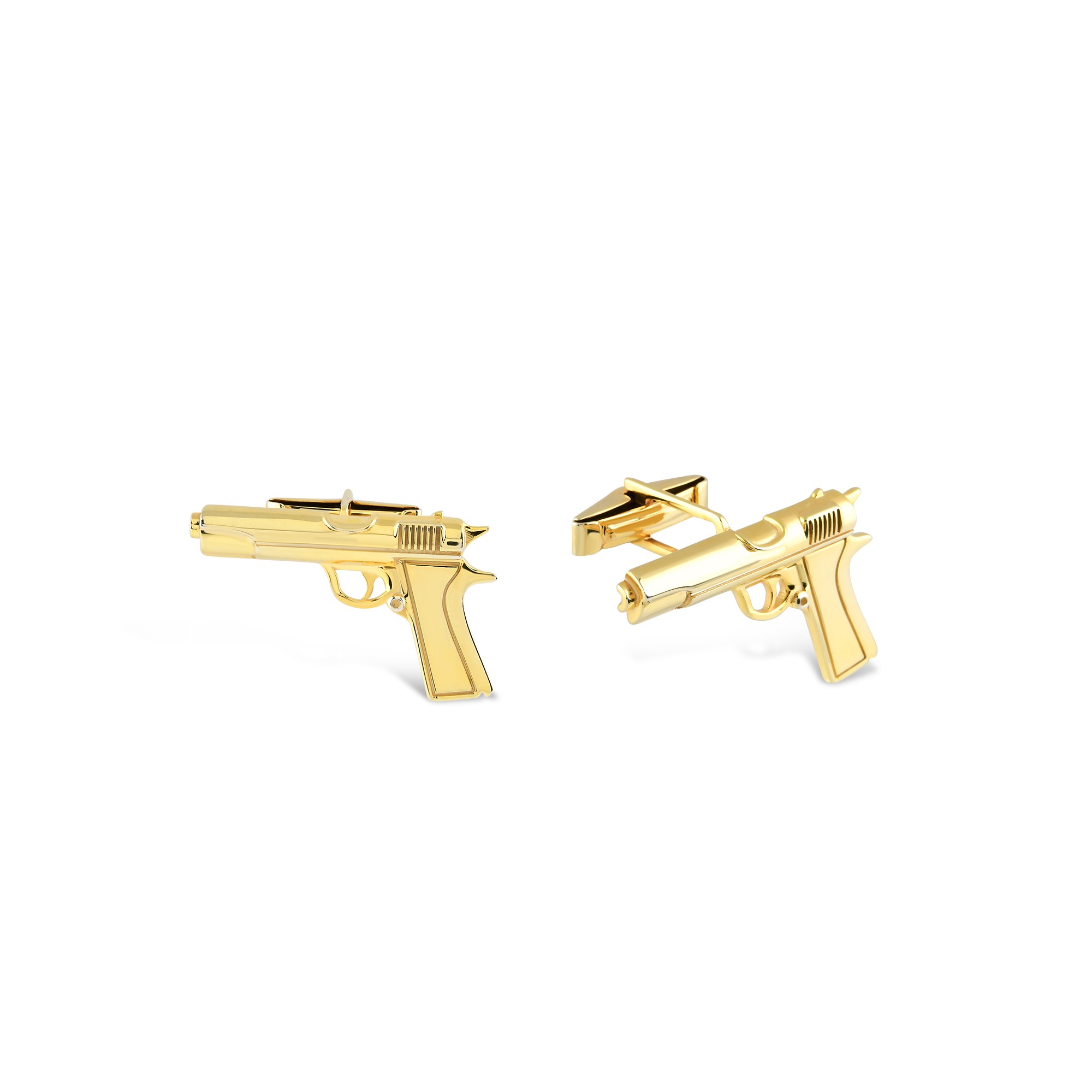 Silver 14 Piece Gun Cufflinks - Yellow Color