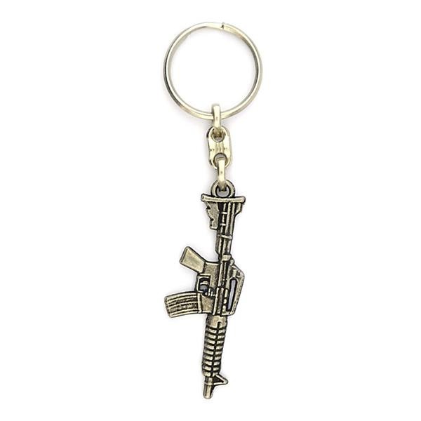 Miniature Rifle Keychain Silver Color