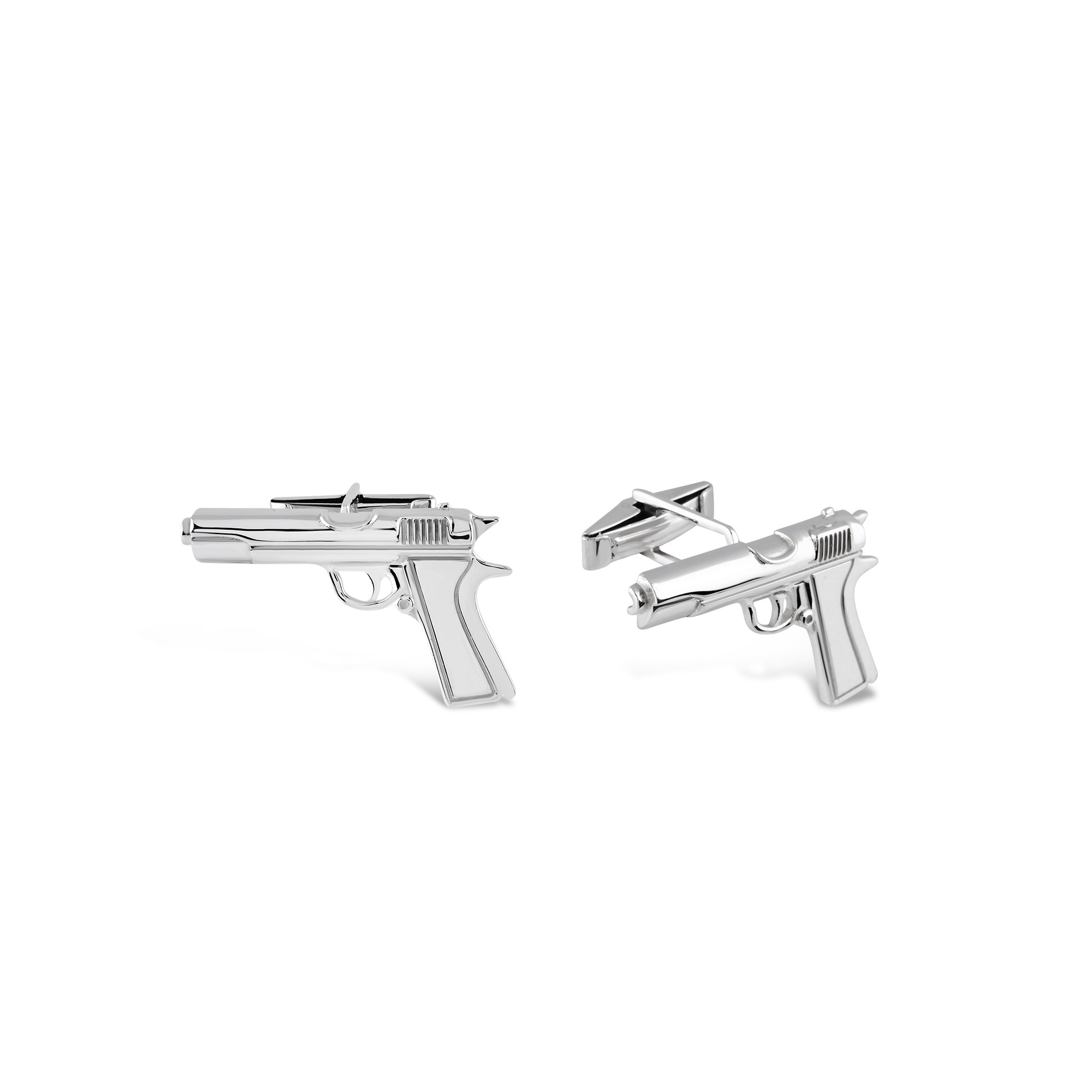 Silver 14 Piece Gun Cufflinks - Silver Color