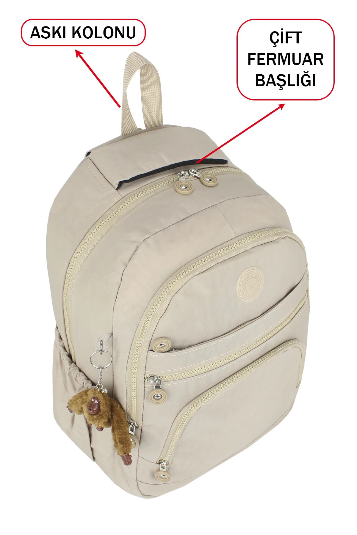 Okul Çantası Yandan Cepli Çok Bölmeli Ortopedik Sırt Anahtarlıklı