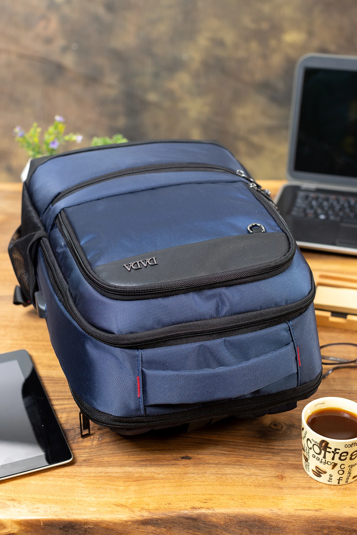 Dada Parmak İzi Okuyucu Kilit Sistemli Sırt Çantası 15,6 inç Organizer İç Bölme Darbe Emici Koruma Su Geçirmez Oxford Kumaş Dada Çanta 07