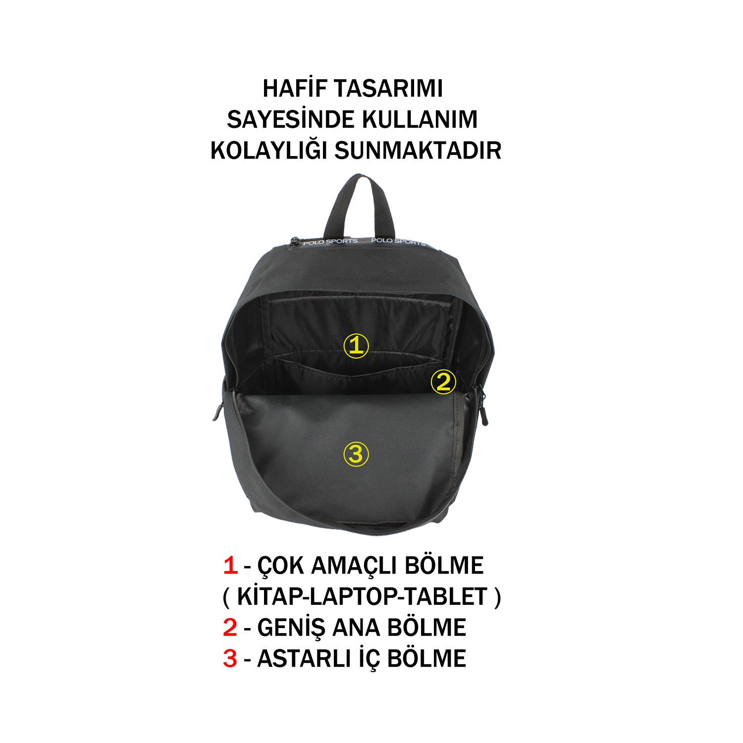 Günlük Kullanım Sırt Çantası Ortopedik Sırt ve Omuz Askılı Yandan Cepli 
