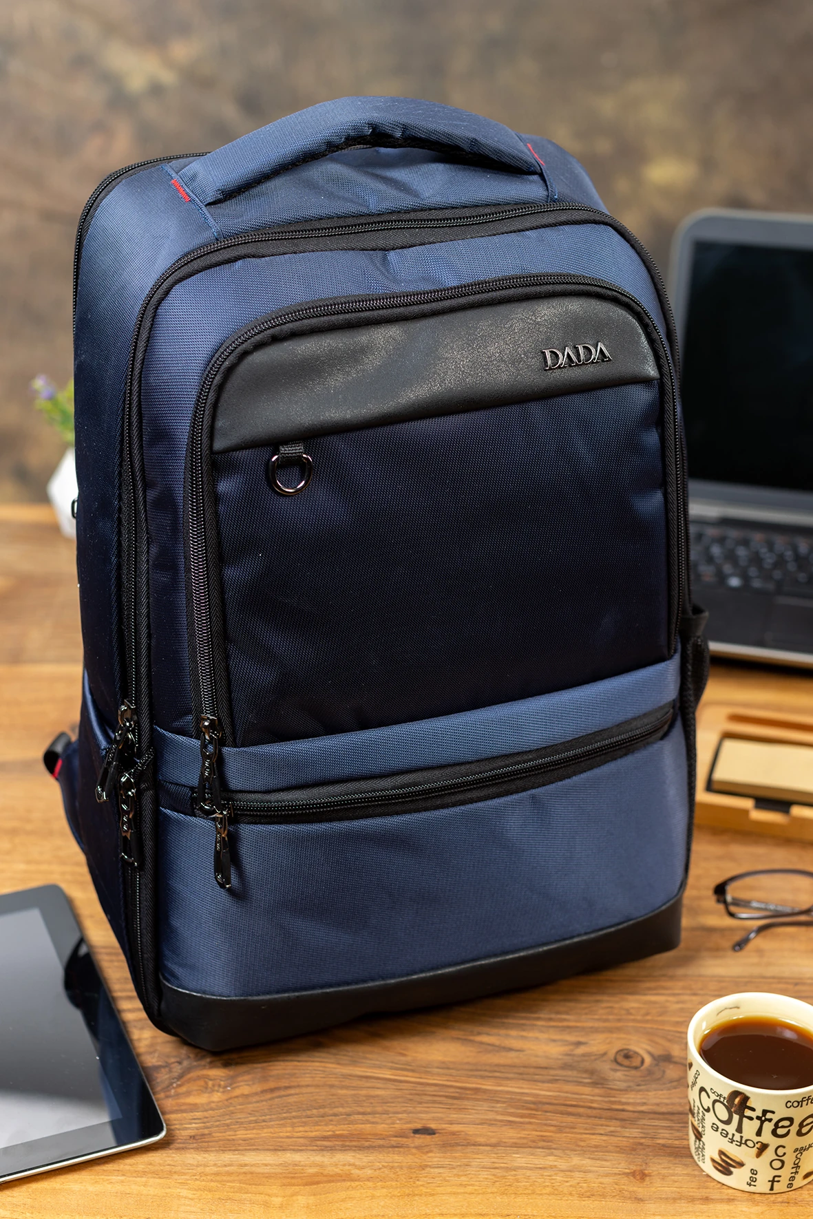 Dada Parmak İzi Okuyucu Kilit Sistemli Sırt Çantası 15,6 inç Organizer İç Bölme Darbe Emici Koruma Su Geçirmez Oxford Kumaş Dada Çanta 07