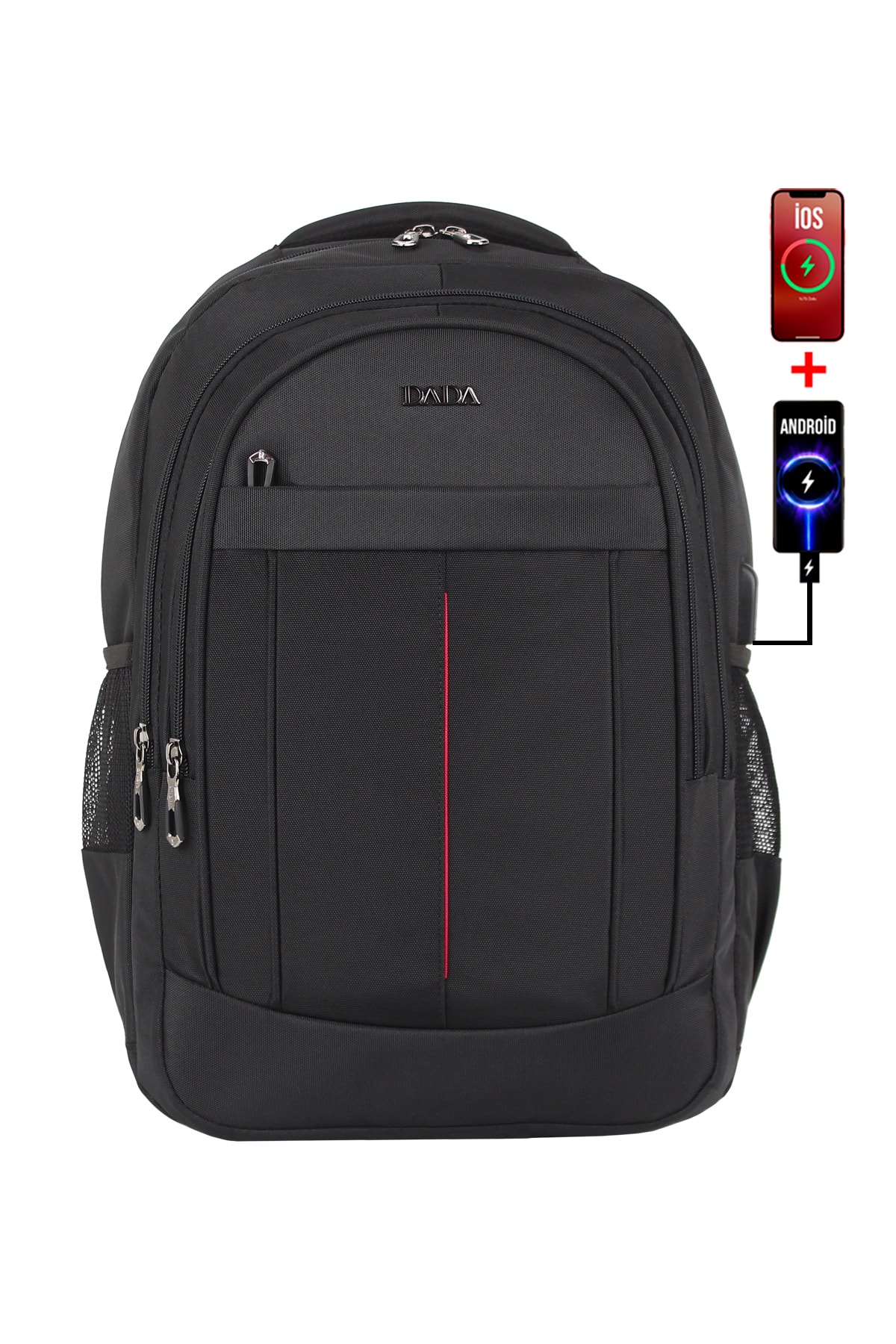 Dada Notebook Laptop Sırt Çantası 15,6 inç Usb Type-C Şarj Aparatı Su Geçirmez Kumaş Darbe Emici Koruma