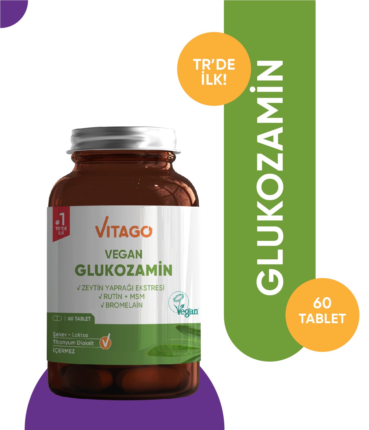 Vitago Premium Vegan Glukozamin, Bromelain, Rutin İçeren 60 Tablet