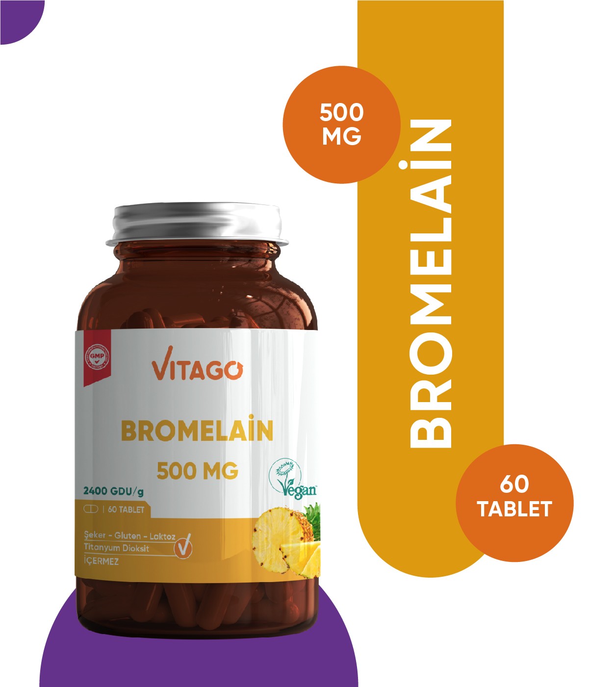 Vitago Premium Bromelain 60 Tablet 500 mg