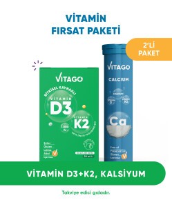 2’li Paket - Vitago ProVitamin D3, Vitamin K2, 20ml Sprey + Vitago ProKalsiyum, 20'li Efervesan