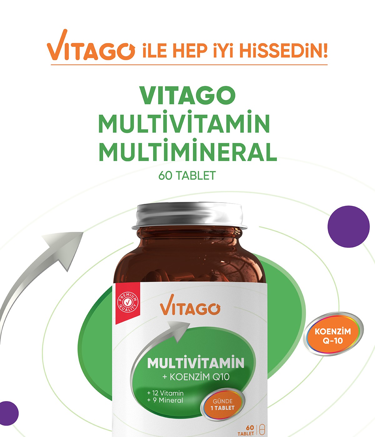 Vitago Multivitamin Koenzim Q-10 Tablet Takviye Edici Gıda