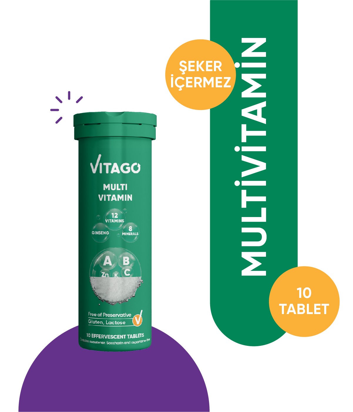 Vitago 10'lu ProMultivit Multivitamin, Multimineral Efervesan Tablet Takviye Edici Gıda