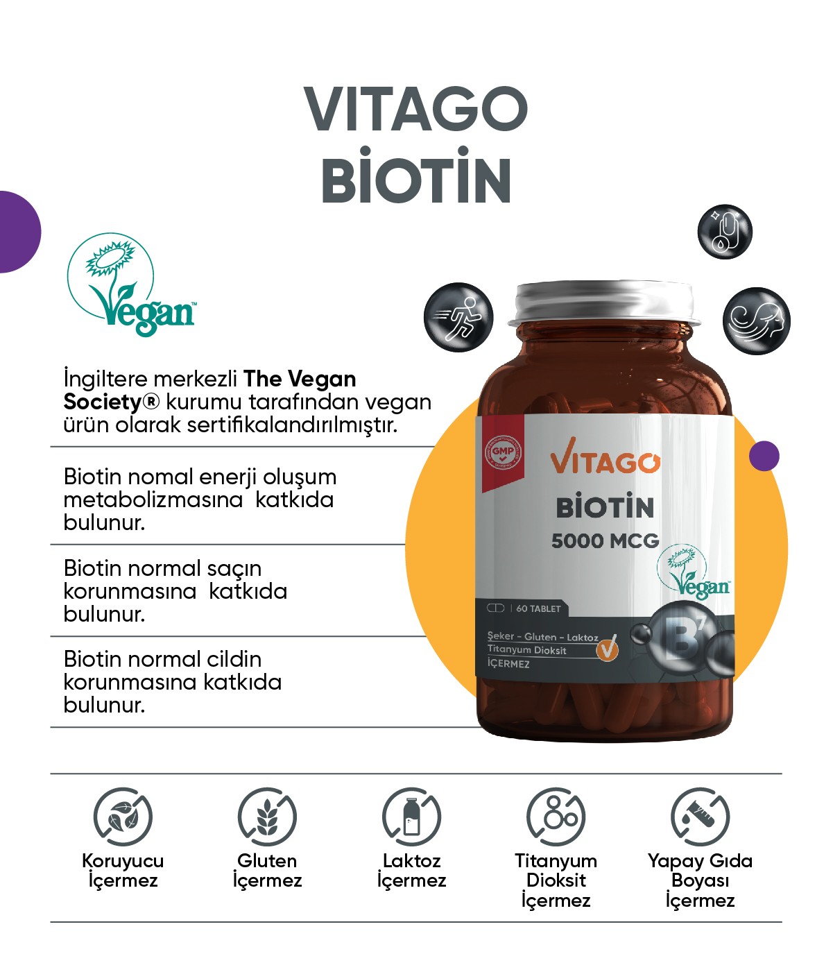 Vitago Premium Biotin 5000 Mcg 60 Tablet