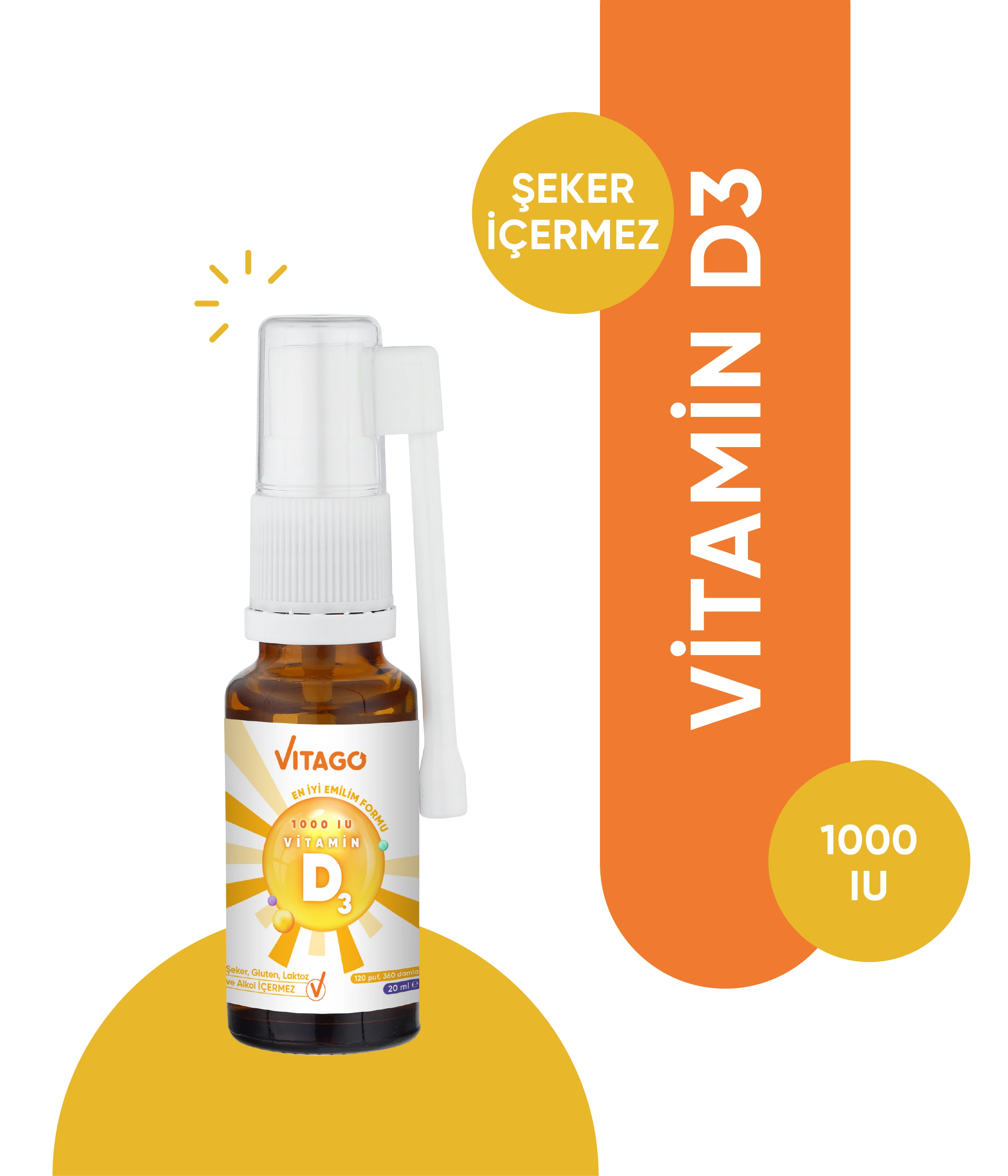 Vitago Daily Vitamin D3 1000IU 20 ml Sprey Takviye Edici Gıda