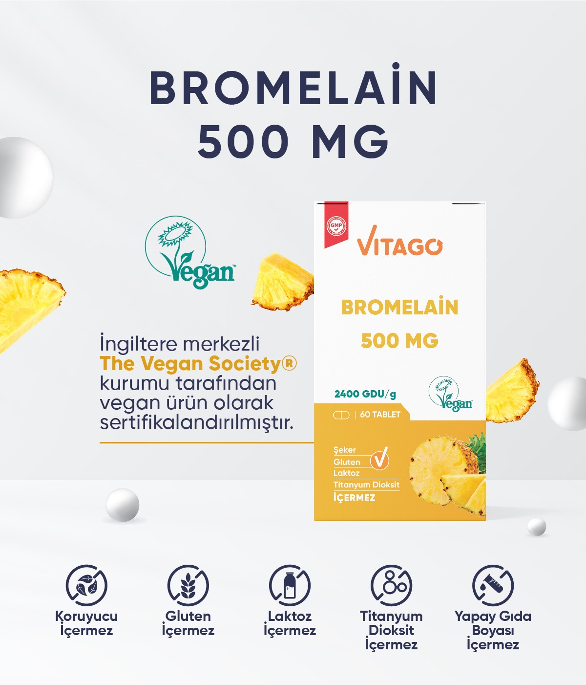 Vitago Premium Bromelain 60 Tablet 500 mg