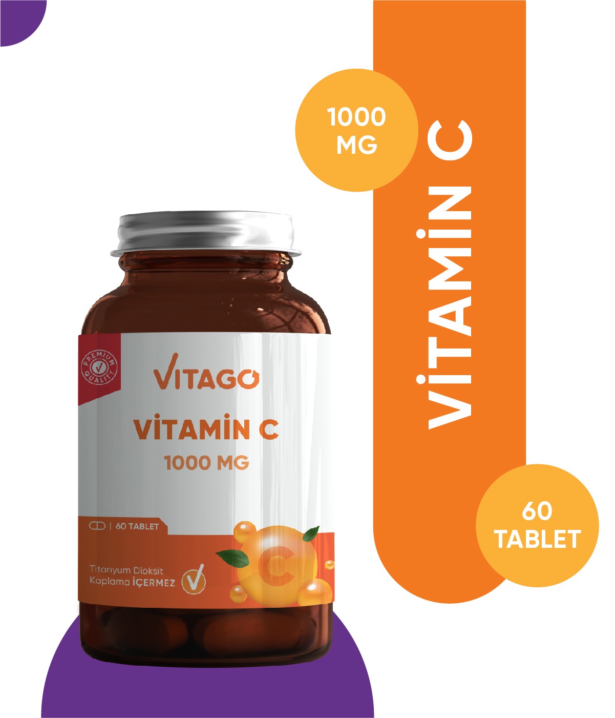 Vitago Premium Vitamin C 1000 MG İçeren Tablet Takviye Edici Gıda 60'lı