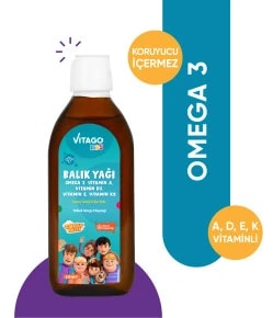 Vitago Kids Rafadan Tayfa Balık Yağı Omega 3 Vitamin A D3 E K2 Içeren 150 ml Şurup