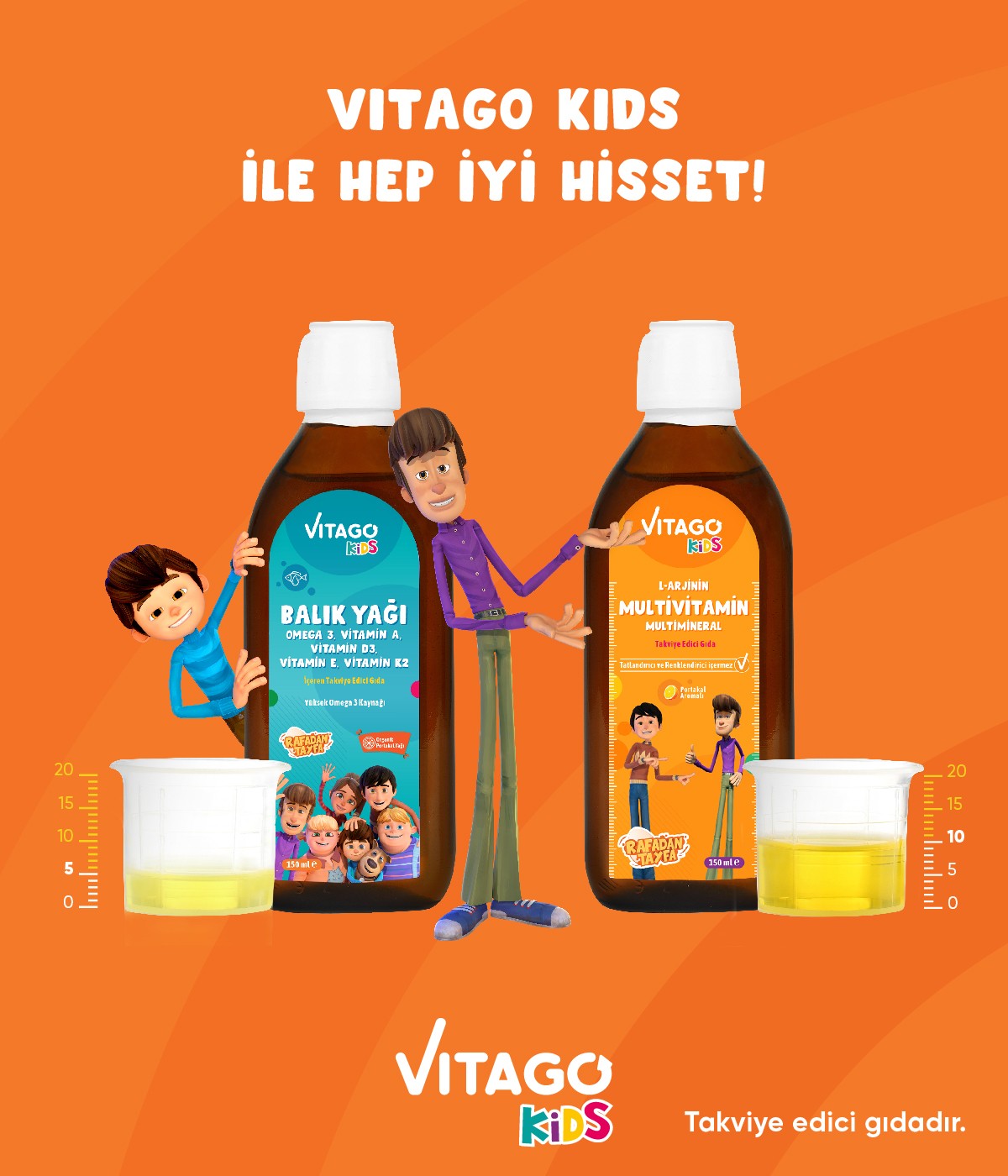 2'li Paket Vitago Kids Balık Yağı+Multivitamin Şurup