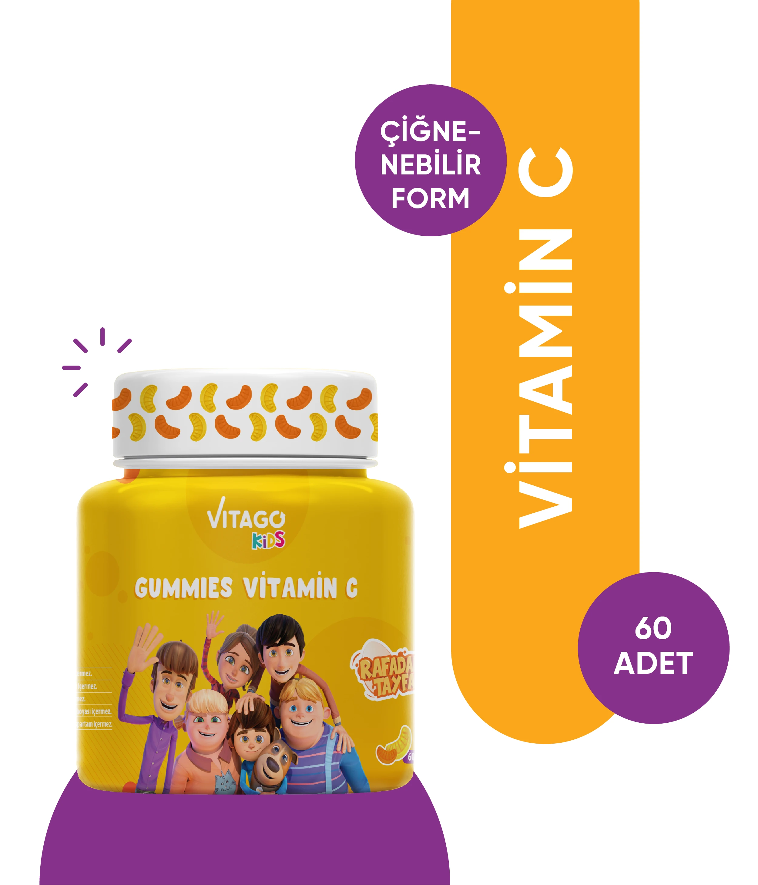 Vitago Kids Gummies Vitamin C İçeren Çiğnenebilir Form Takviye Edici Gıda