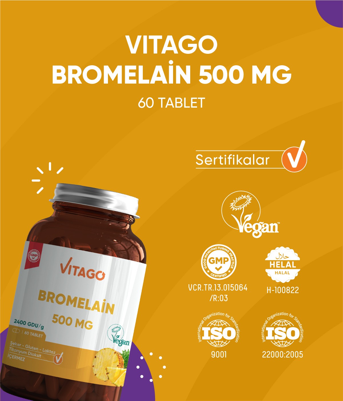 Vitago Premium Bromelain 60 Tablet 500 mg