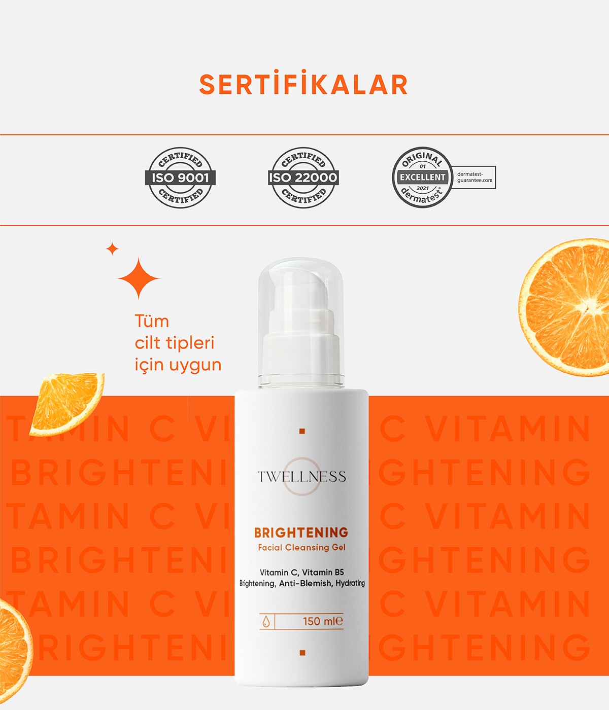 Twellness C Vitamini Aydınlatıcı Yüz Temizleme Jeli - 150 ml