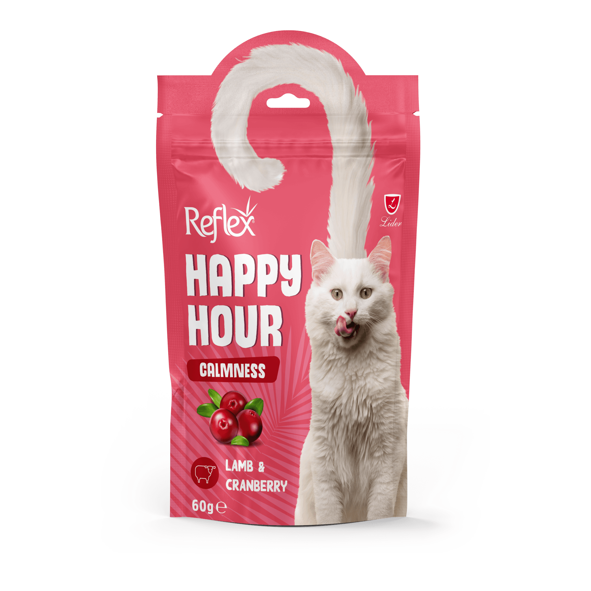 Reflex Happy Hour Sakinleşmeyi Destekleyici Kuzu Etli ve Kızılcıklı Kedi Ödül Maması 60 gr