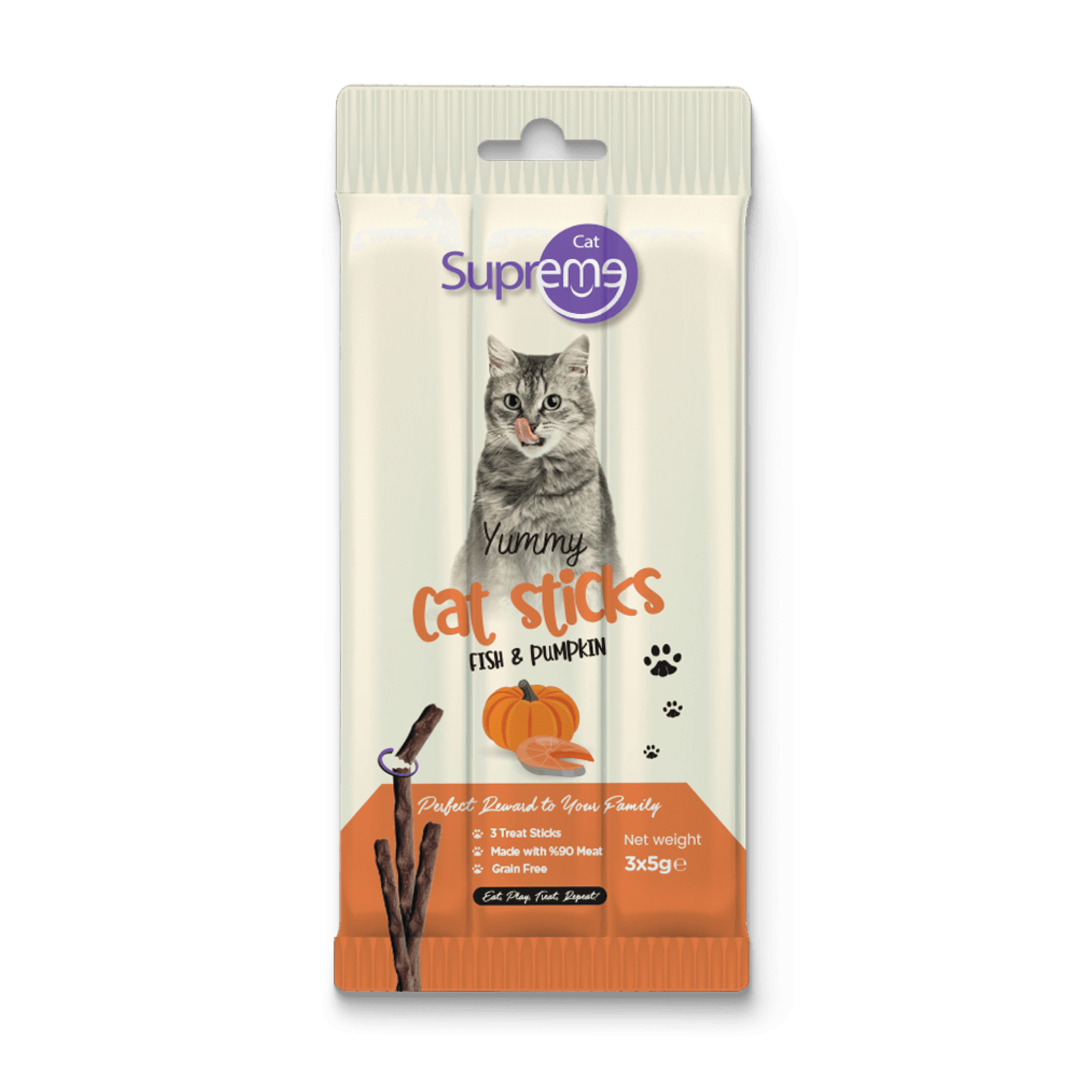 Supreme Cat Sticks Ton Balıklı ve Balkabaklı Kedi Ödül Çubuğu 5 gr (3'lü)