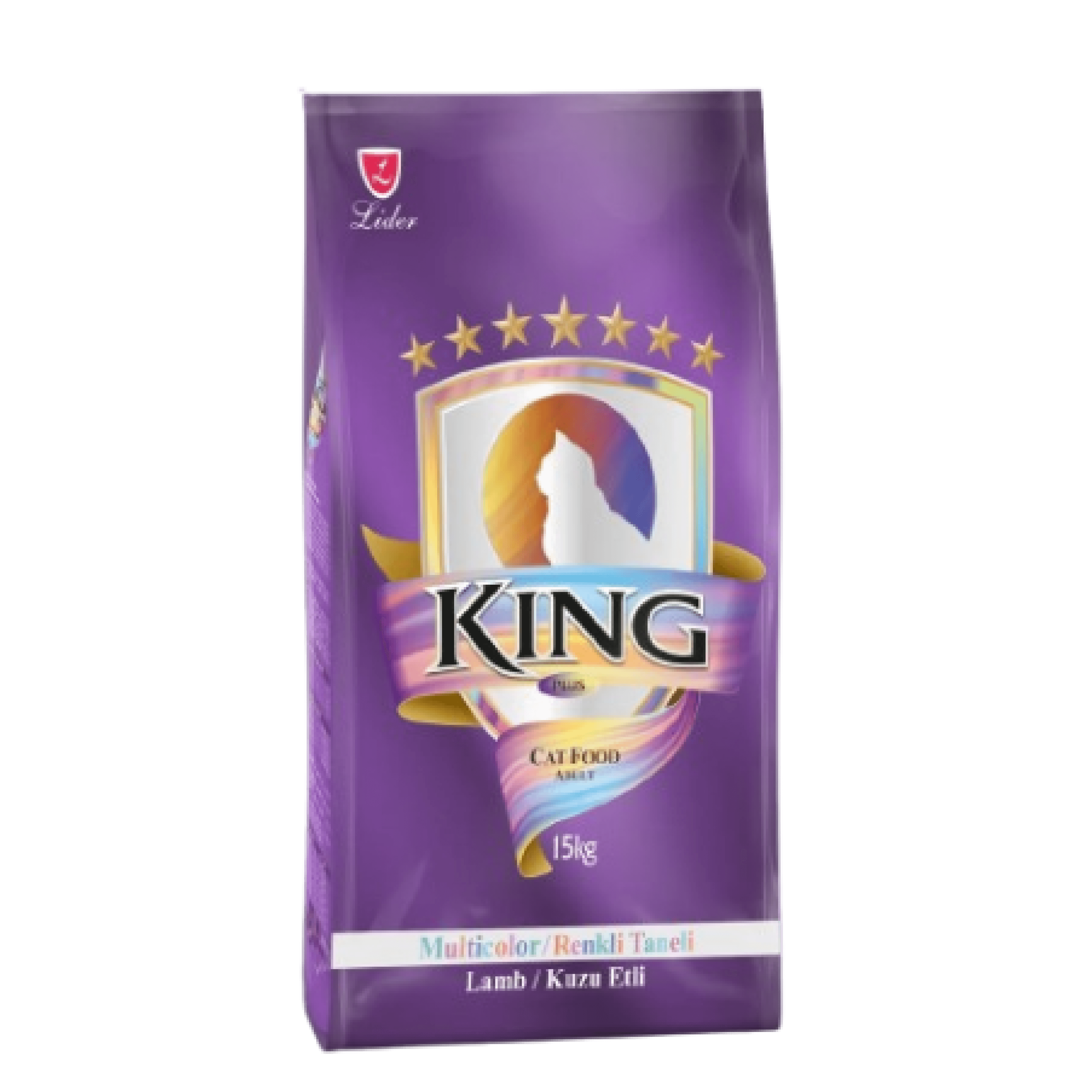 King Multicolor Renkli Taneli Kuzu Etli Yetişkin Kedi Maması 15 kg