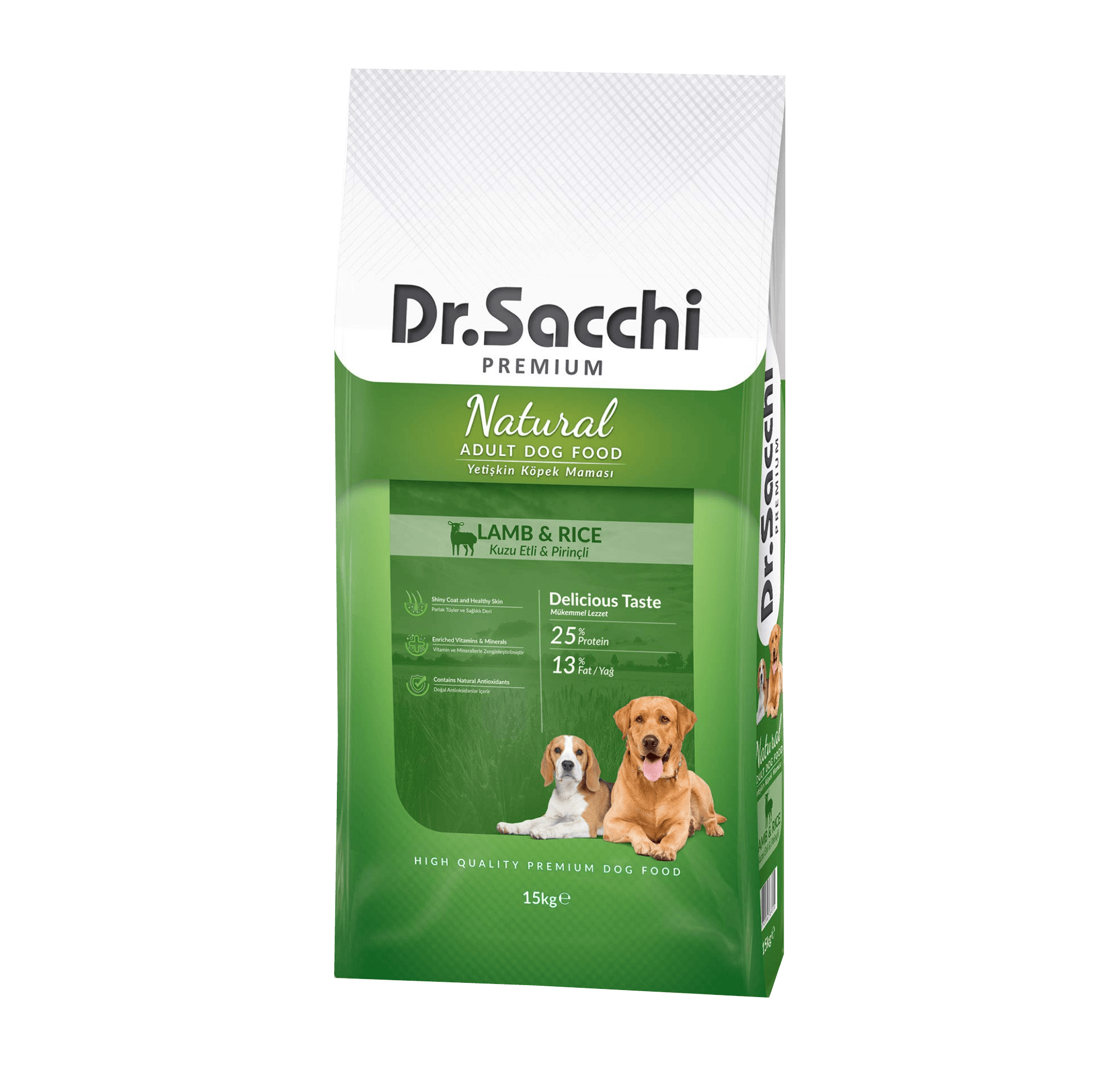 Dr. Sacchi Premium Natural Kuzu Etli ve Pirinçli Yetişkin Köpek Maması 15 kg