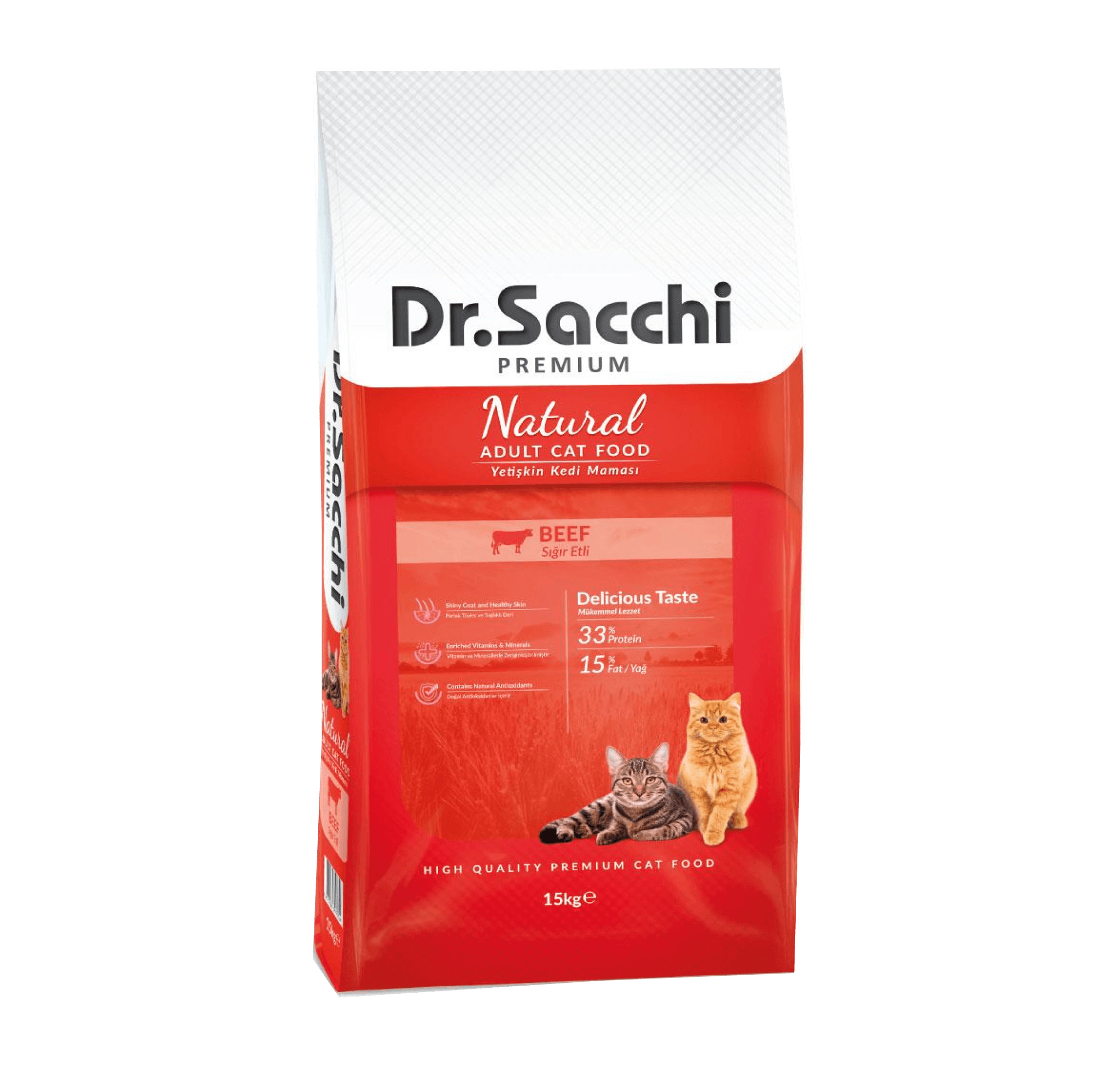 Dr. Sacchi Premium Natural Biftekli Yetişkin Kedi Maması 15 kg