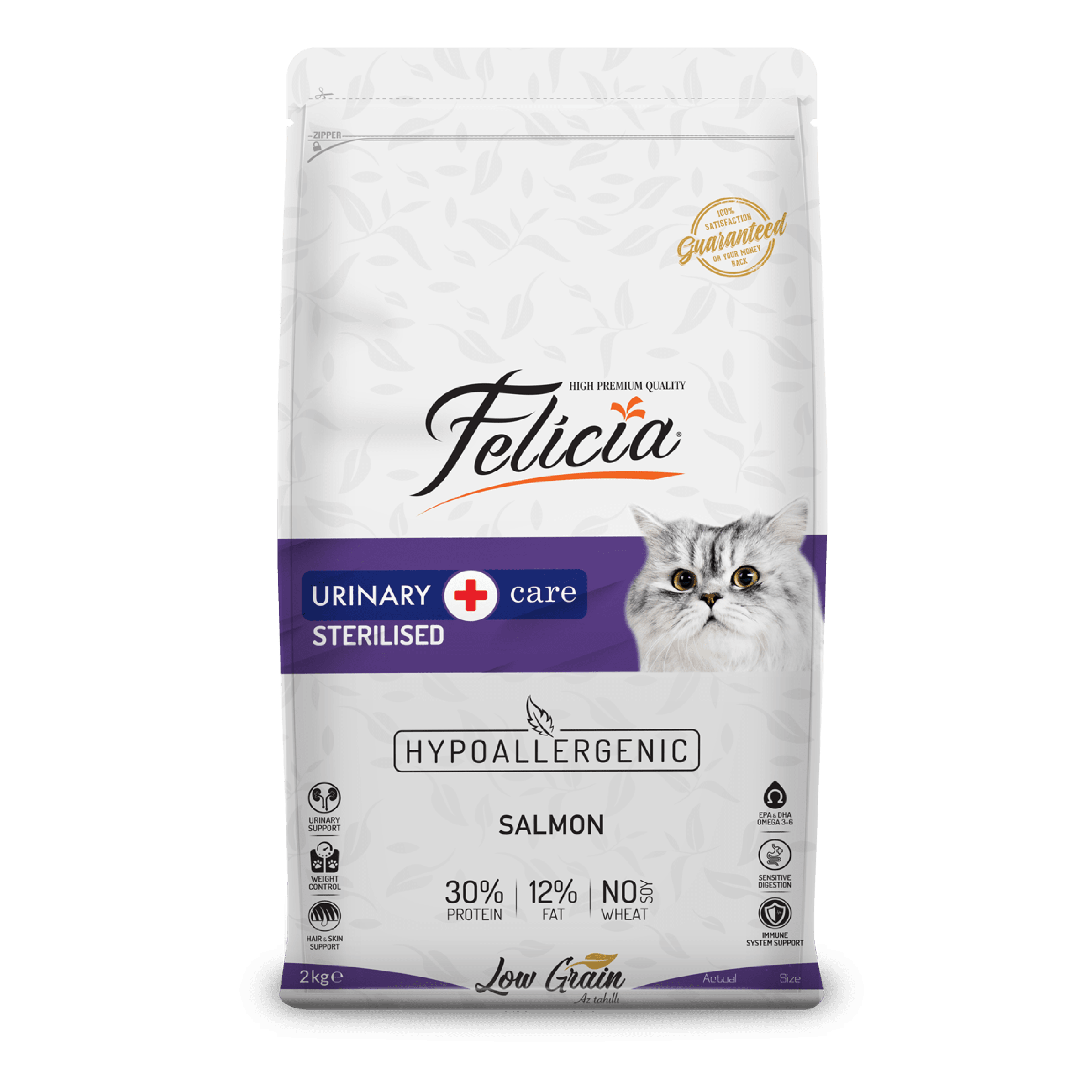 Felicia Hypo-Allergenic Üriner Sağlığı için Somonlu Düşük Tahıllı Kısırlaştırılmış Kedi Maması 2 kg