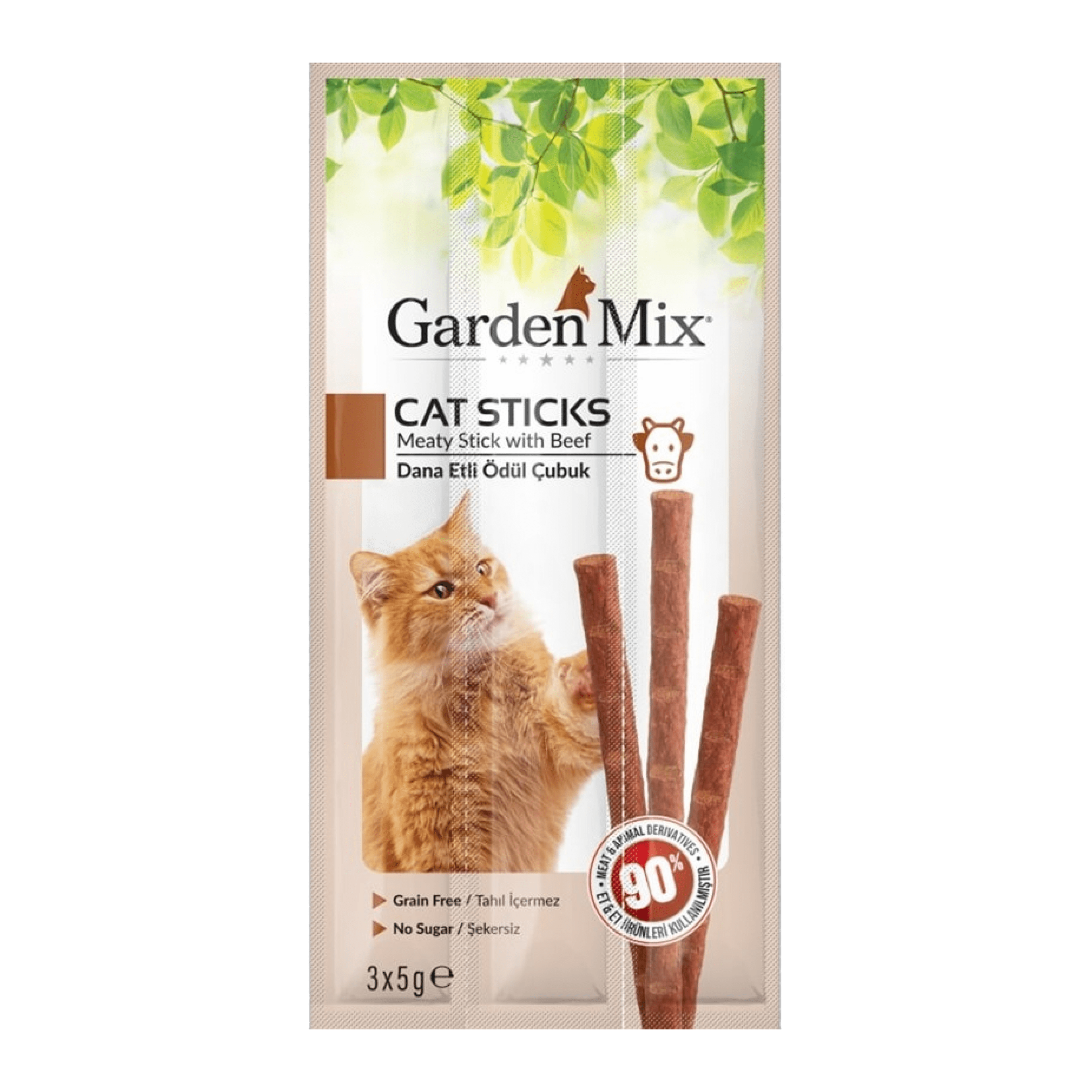 Garden Mix Dana Etli Tahılsız Kedi Ödül Çubuğu 15 gr (3'lü)