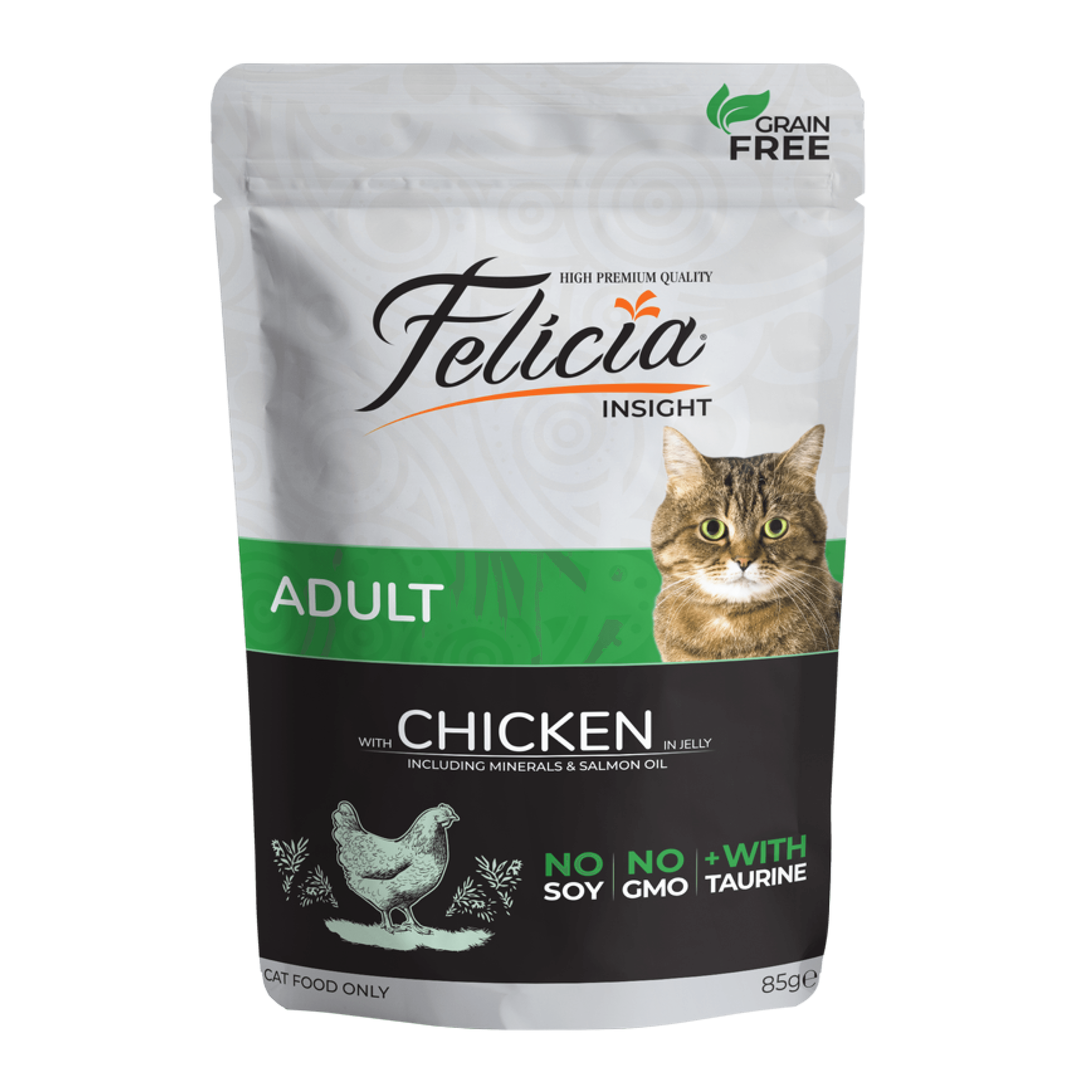 Felicia Jöle İçinde Tavuklu Taurinli Tahılsız Yetişkin Kedi Konservesi 85 gr