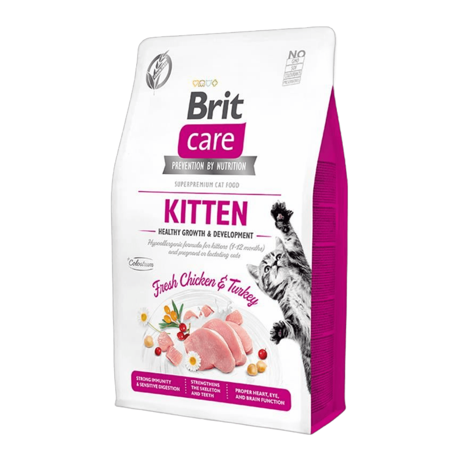 Brit Care Hypo-Allergenic Sağlıklı Büyüme için Tavuklu ve Hindili Tahılsız Yavru Kedi Maması 2 kg