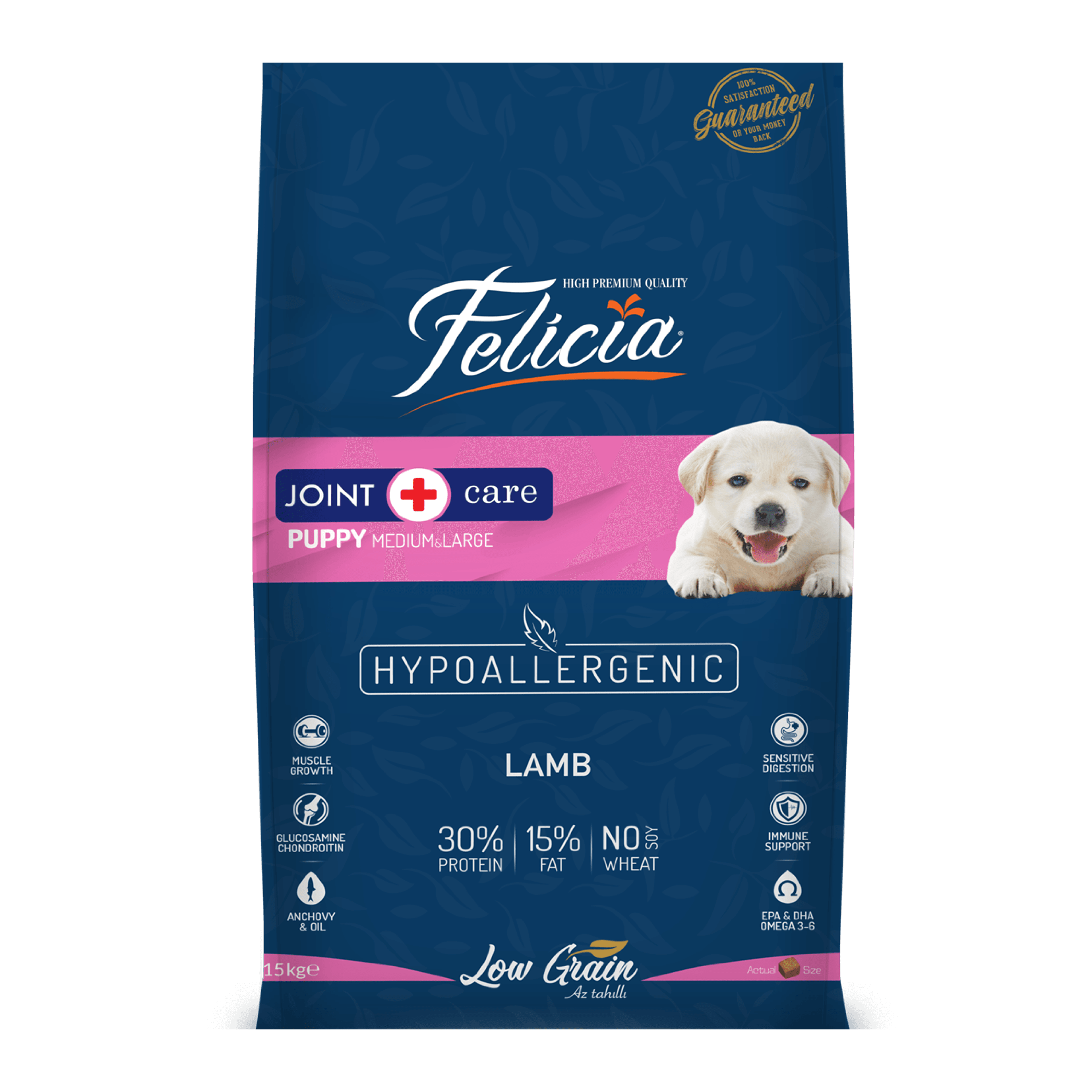 Felicia HypoAllergenic Kuzulu Büyük Irk Düşük Tahıllı Yavru Köpek Maması 15 kg