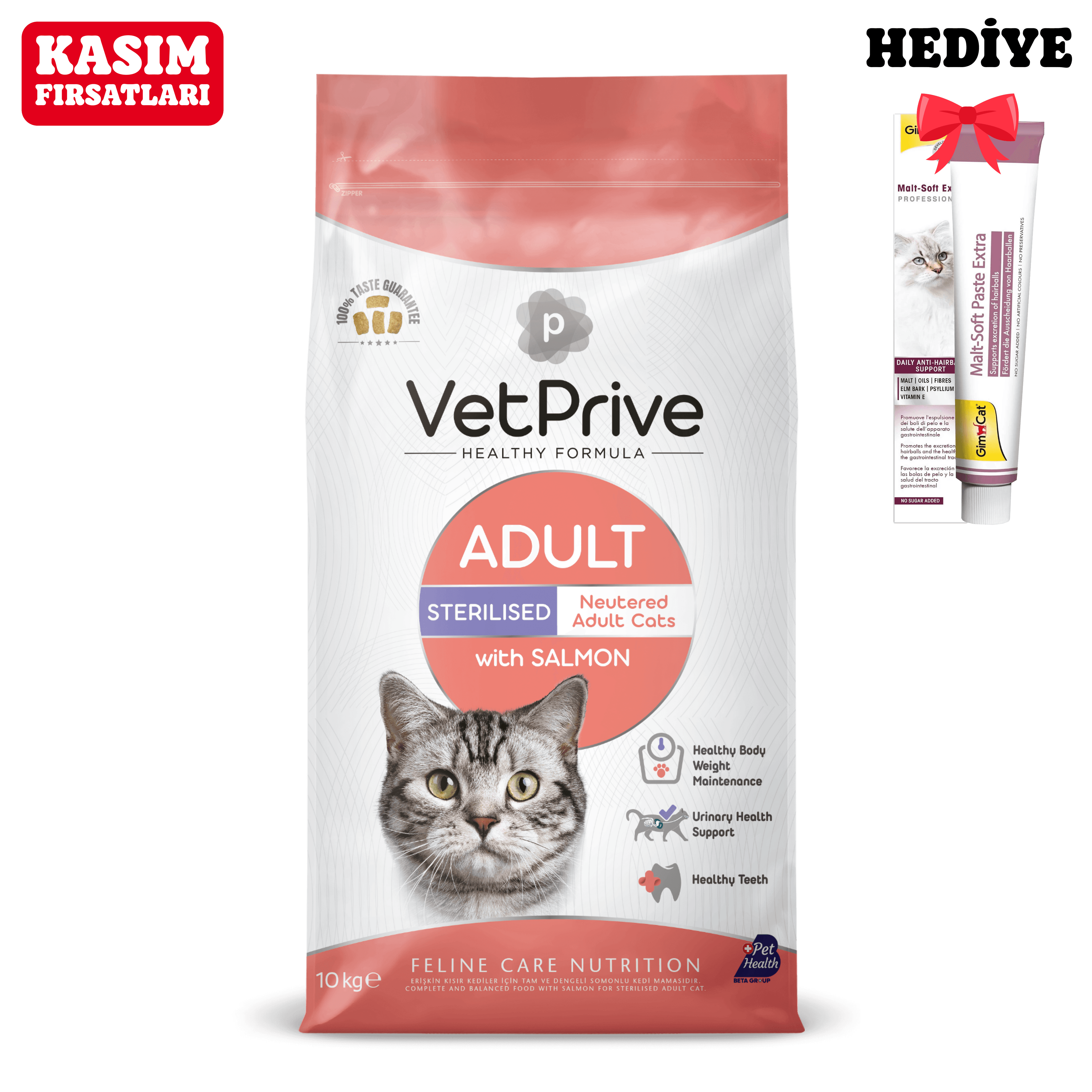 Vet Prive Kısırlaştırılmış Somonlu Yetişkin Kedi Maması 10+2 kg