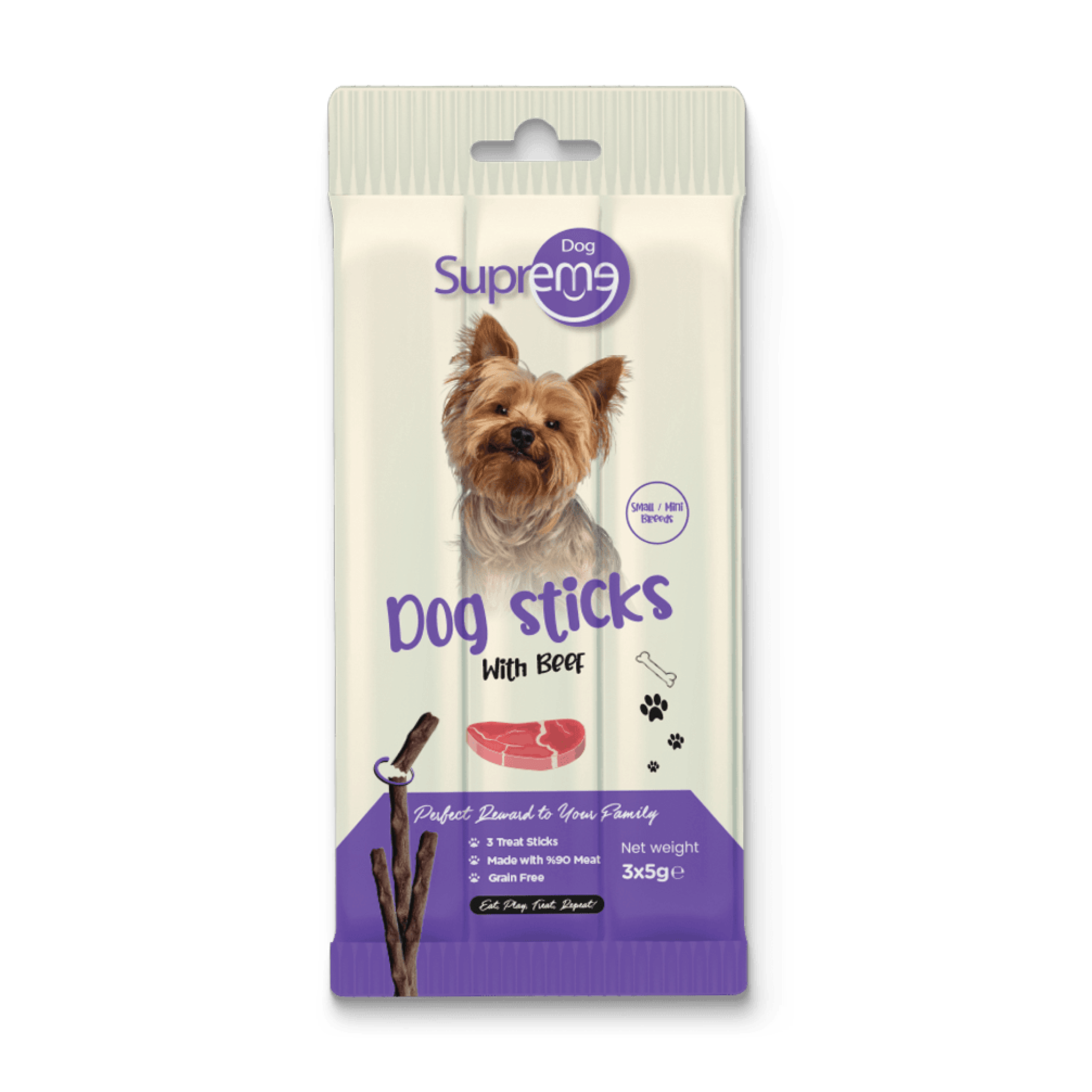 Supreme Dog Sticks Sığır Etli Küçük Irk Köpek Ödül Çubuğu 5 gr (3'lü)