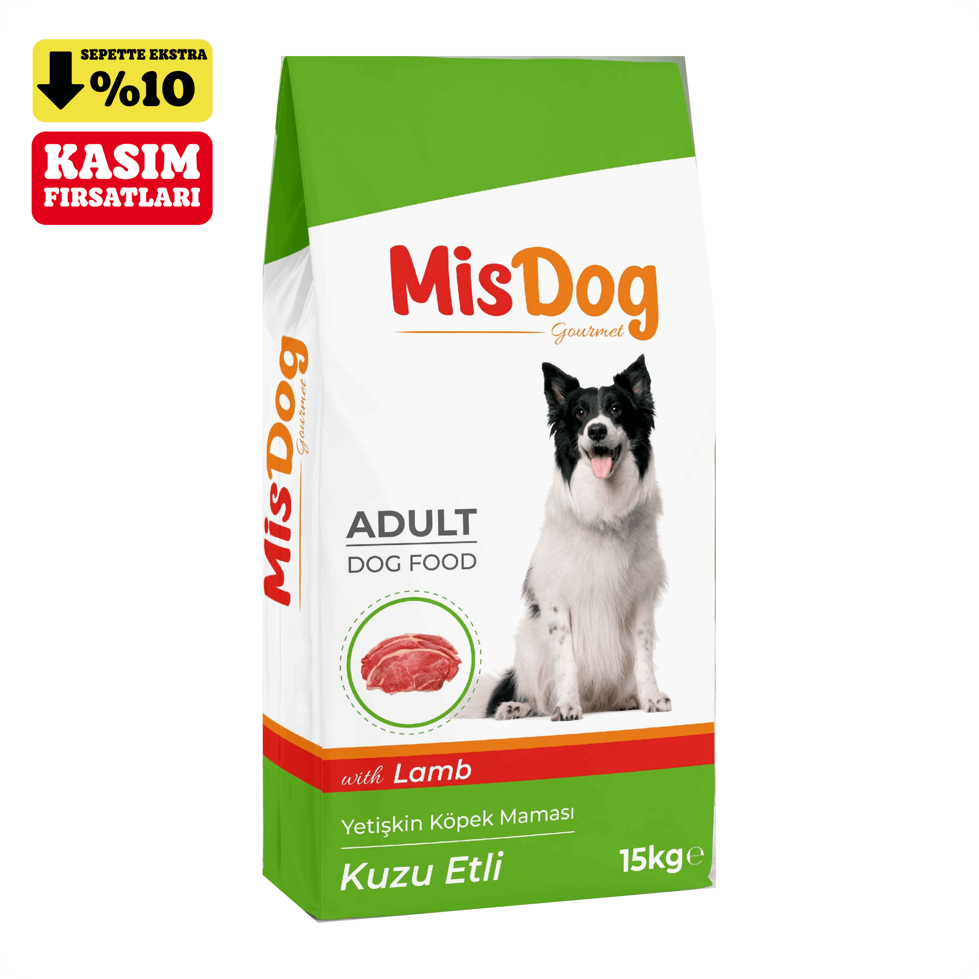 MisDog Kuzu Etli Yetişkin Köpek Maması 15 kg 