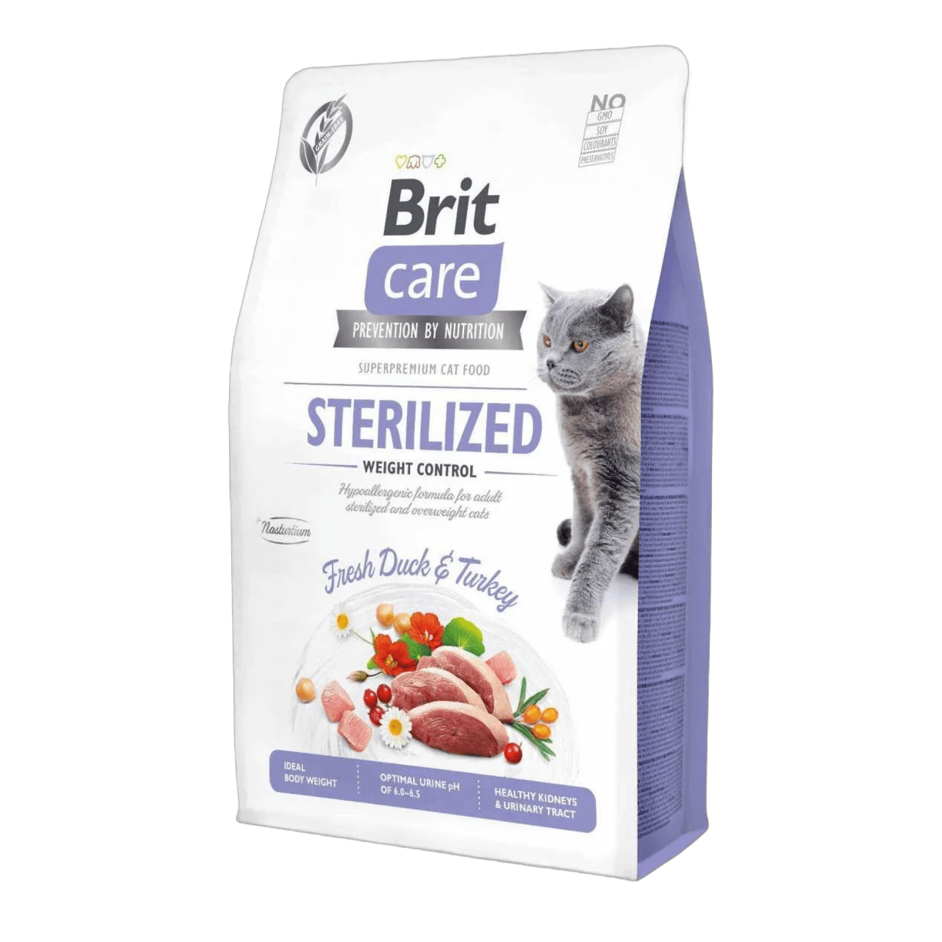 Brit Care Hypo-Allergenic Kilo Kontrolü için Ördekli Tahılsız Kısırlaştırılmış Kedi Maması 2 kg