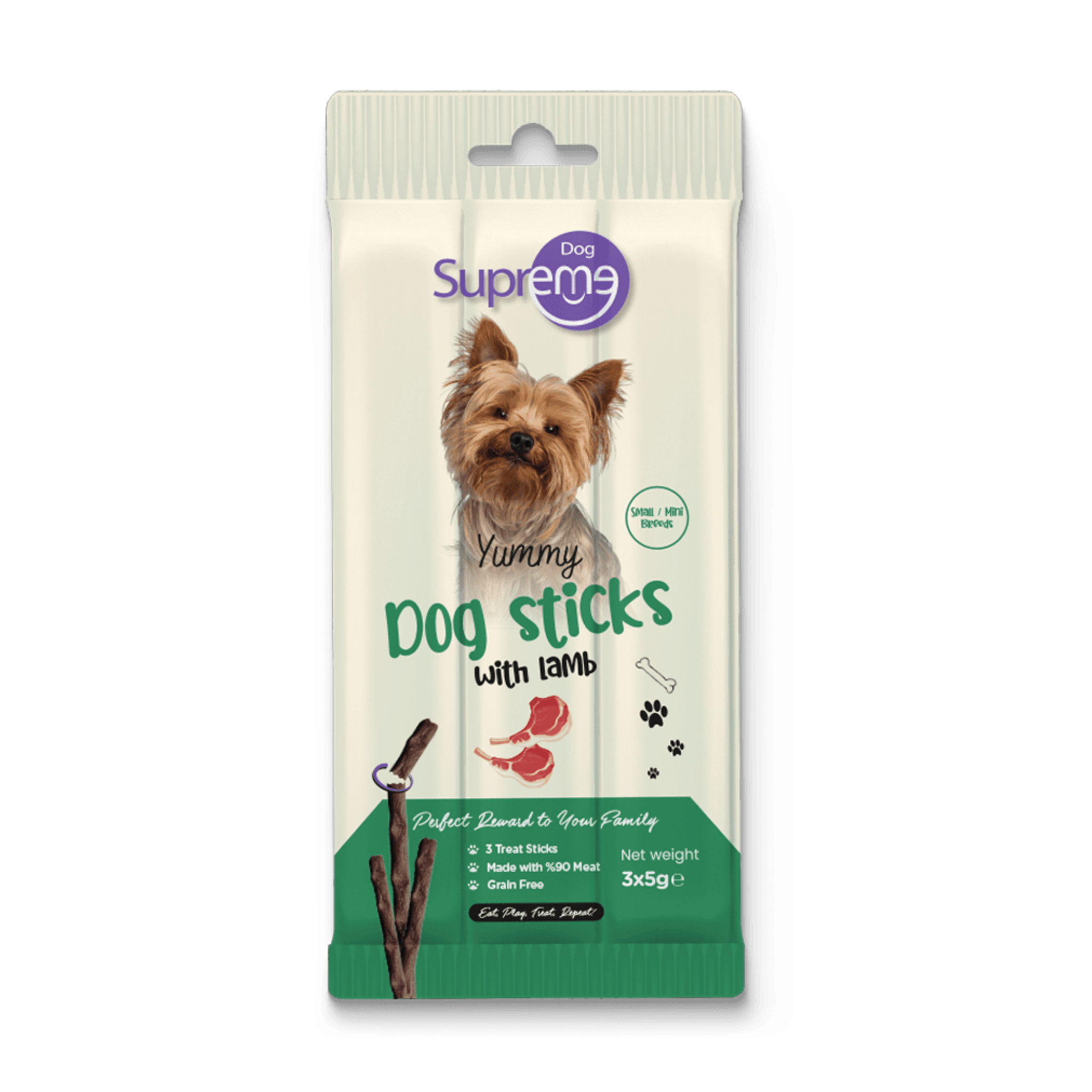 Supreme Dog Sticks Kuzu Etli Küçük Irk Köpek Ödül Çubuğu 5 gr (3'lü)