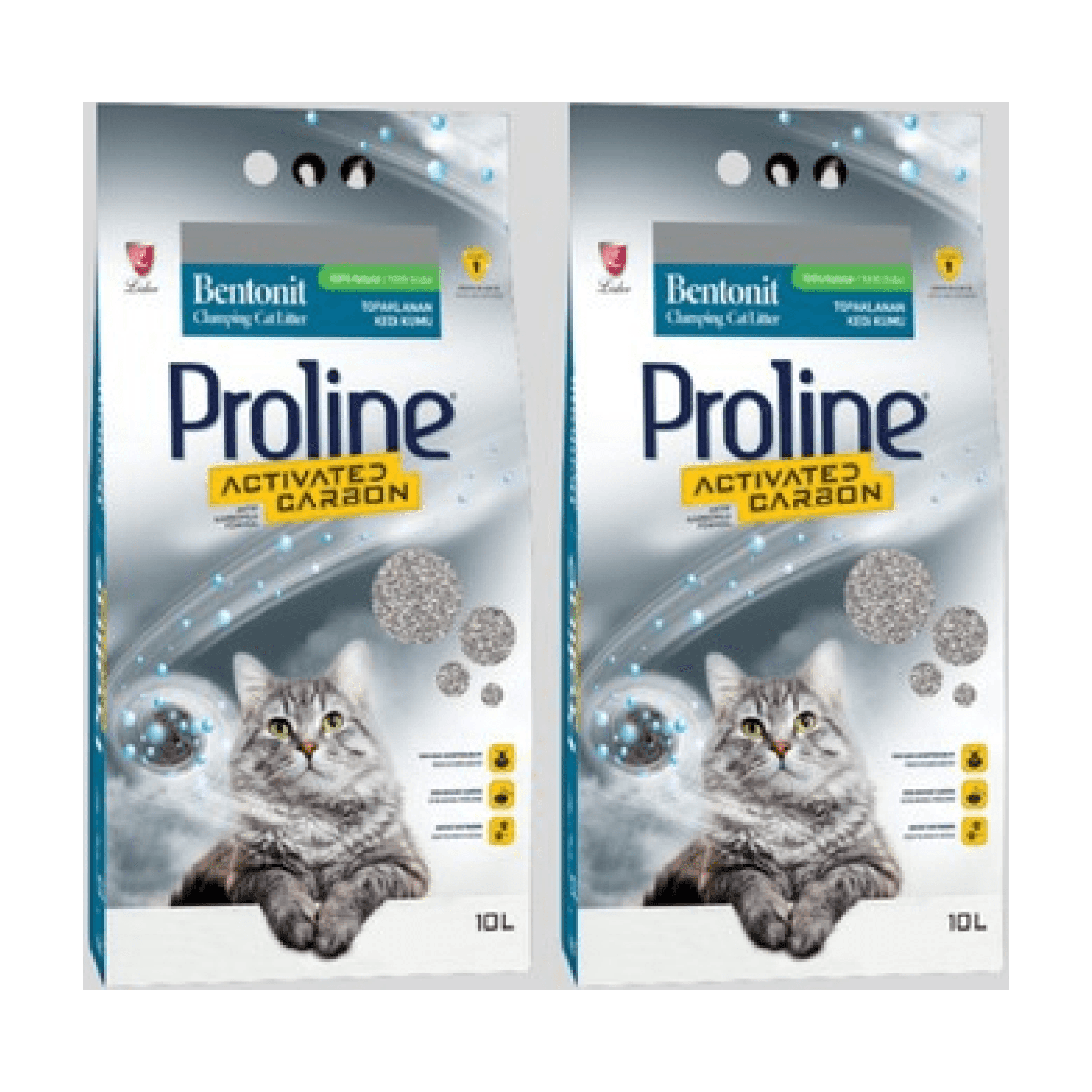 Proline Aktif Karbonlu Topaklanan Bentonit Kedi Kumu 10 lt 2 Adet