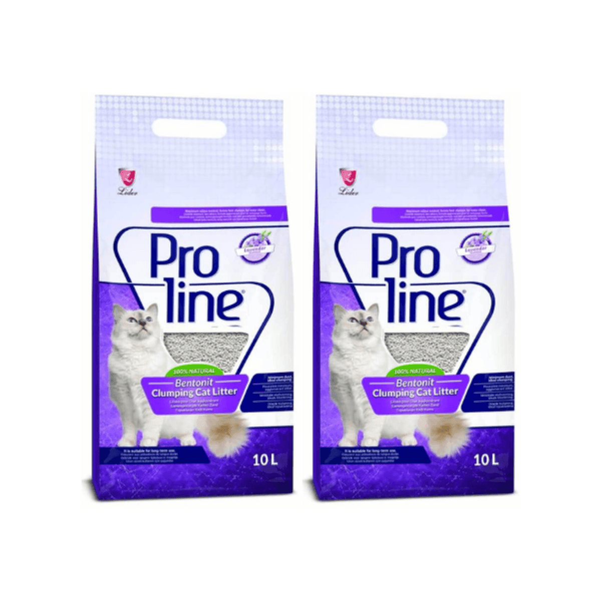 Proline Bentonit Lavanta Kokulu Topaklanan 10 lt 2'li Paket Kedi Kumu