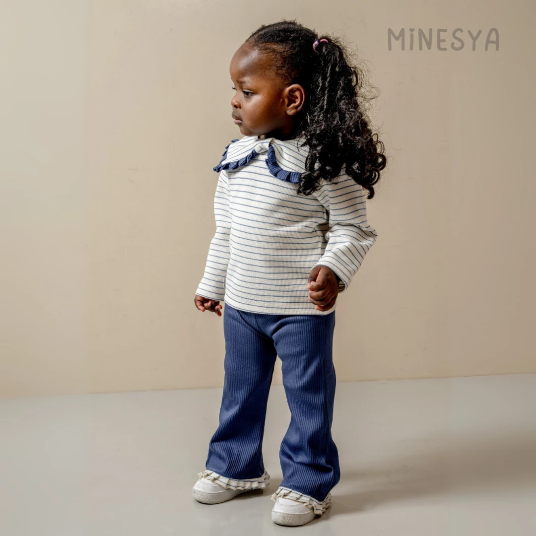 Oeko-Tex Sertifikalı Fırfır Yaka Kedi Detaylı Kız Bebek 2’li Takım